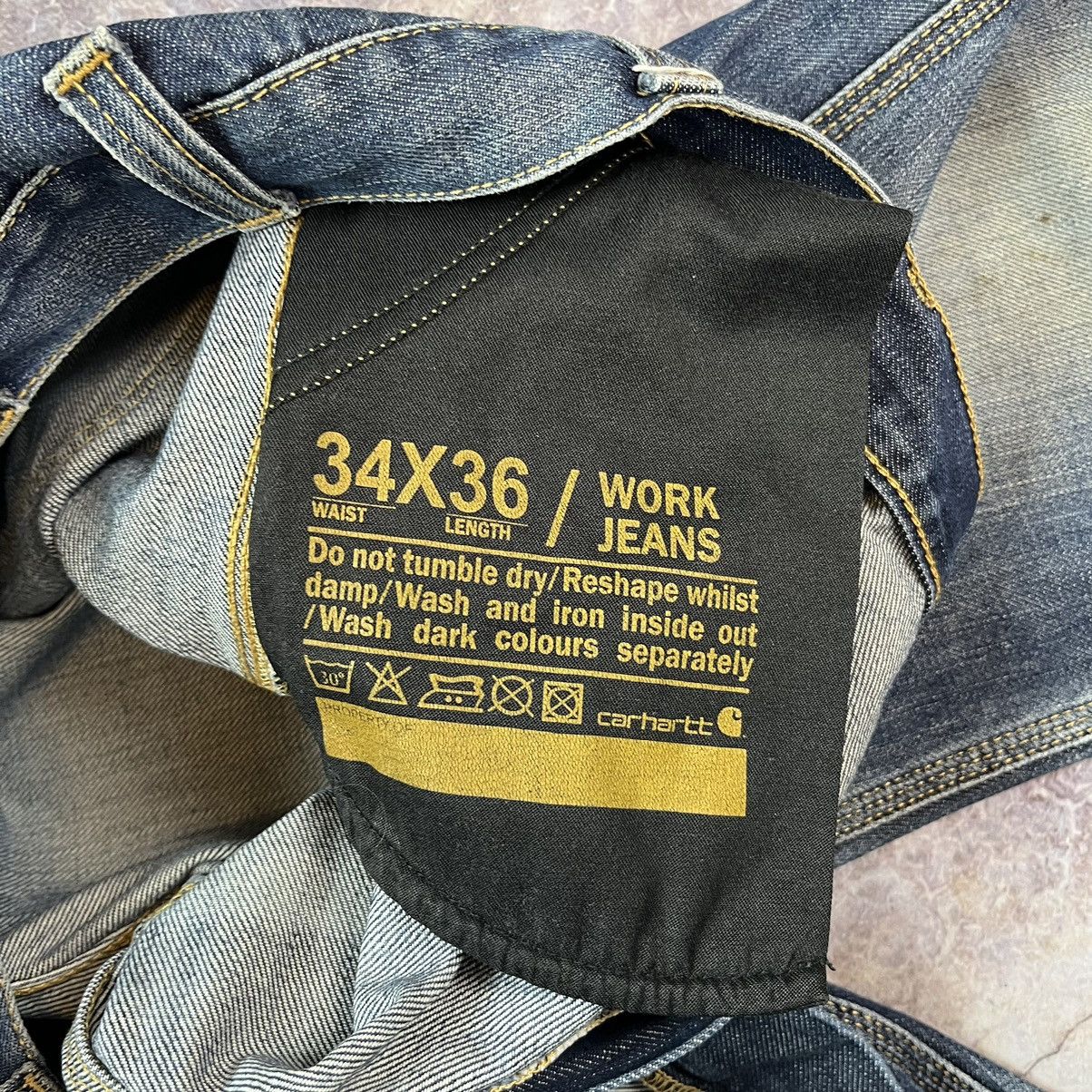 Carhartt × Carhartt Wip VINTAGE TRASHED CARHATT WORK 🛠️ JEANS PANTS 34x36 Size US 34 / EU 50 - 8 Thumbnail