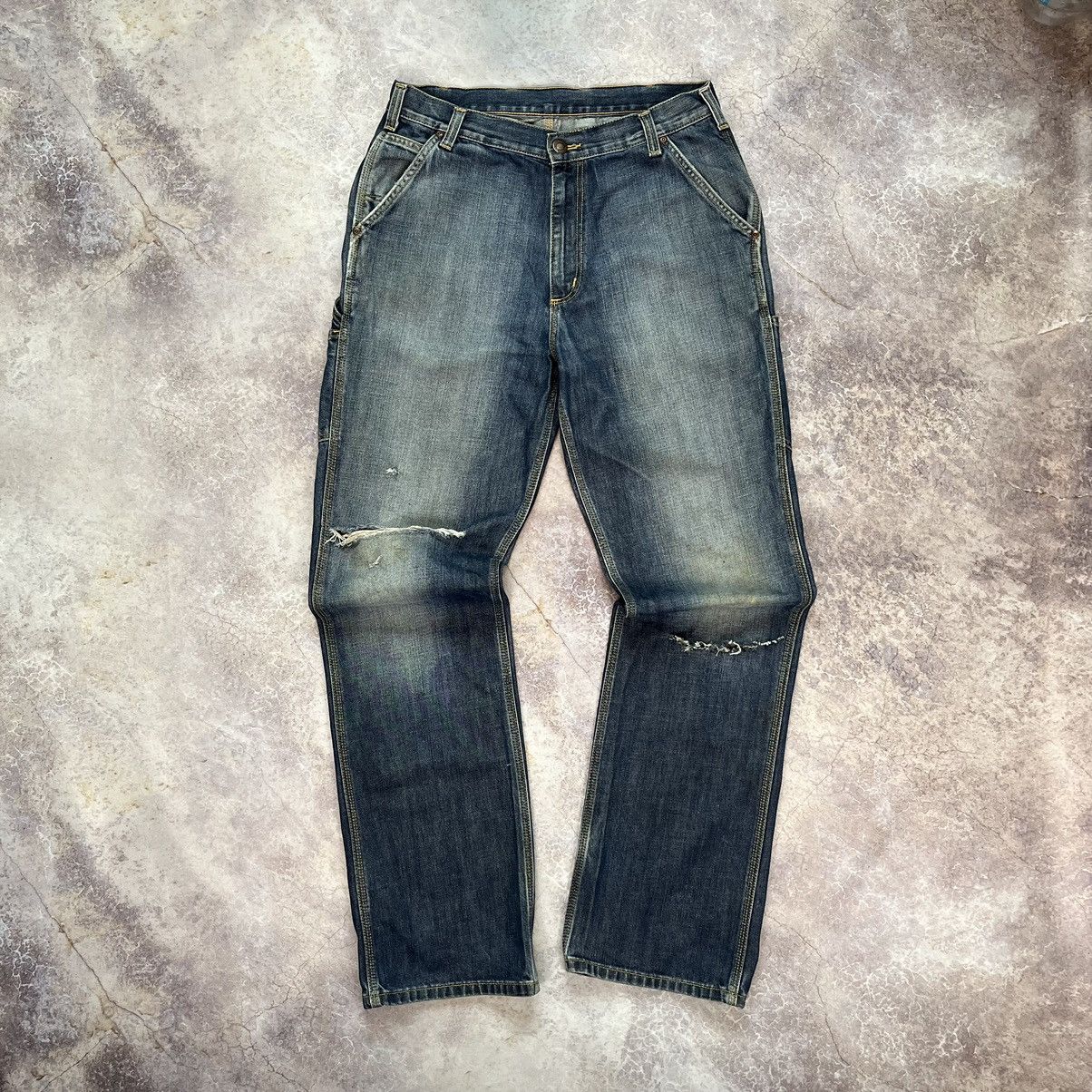 Carhartt × Carhartt Wip VINTAGE TRASHED CARHATT WORK 🛠️ JEANS PANTS 34x36 Size US 34 / EU 50 - 2 Thumbnail