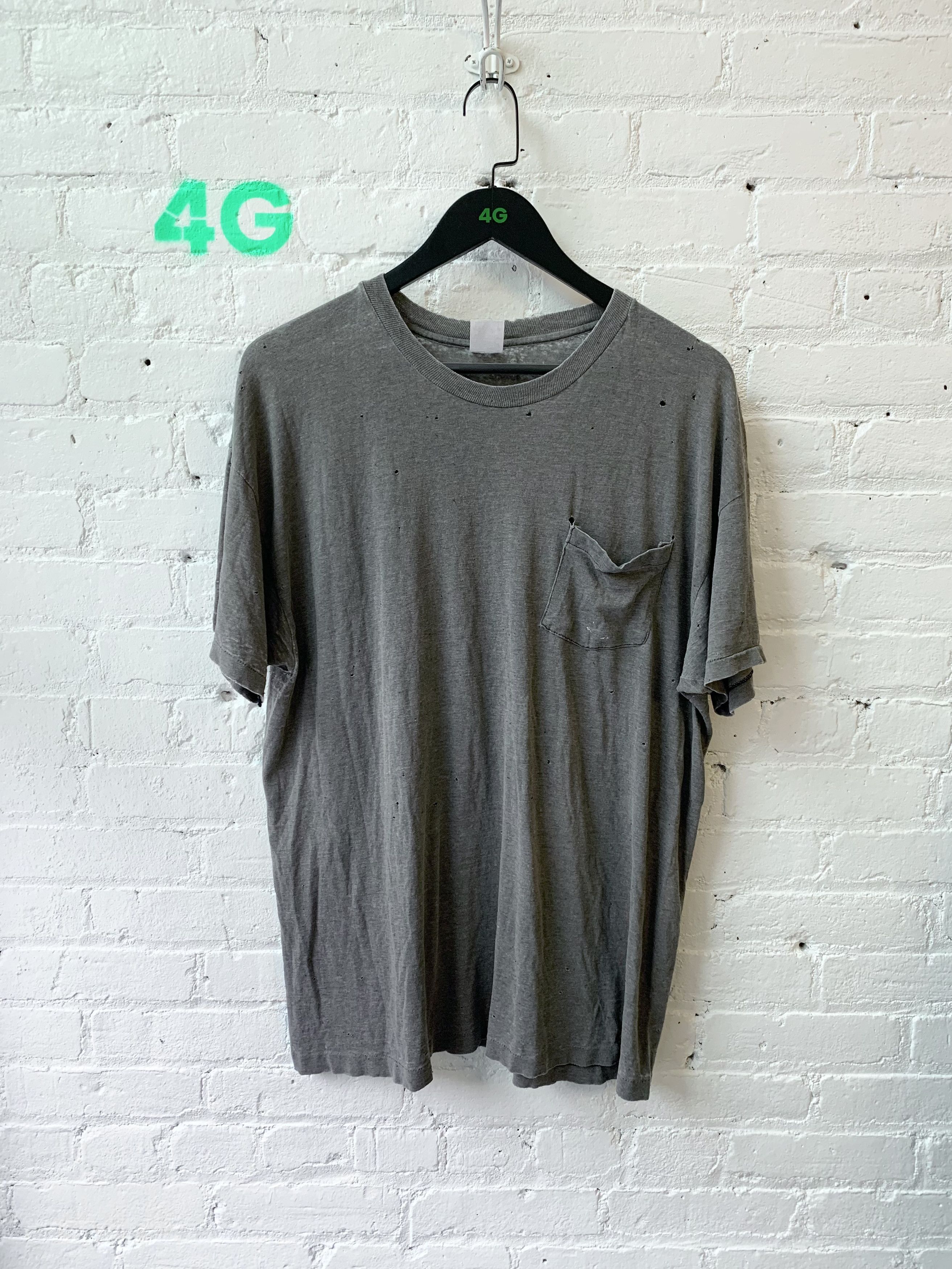 Vintage Thrashed Grey Pocket Tee Single stitch Sz XL