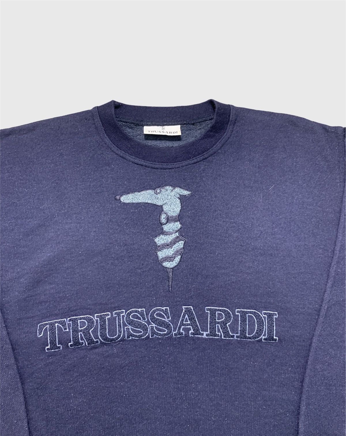 Trussardi × Vintage Vintage Trussardi Embroidered Crewneck Spellout Sweatshirt Size US L / EU 52-54 / 3 - 5 Thumbnail