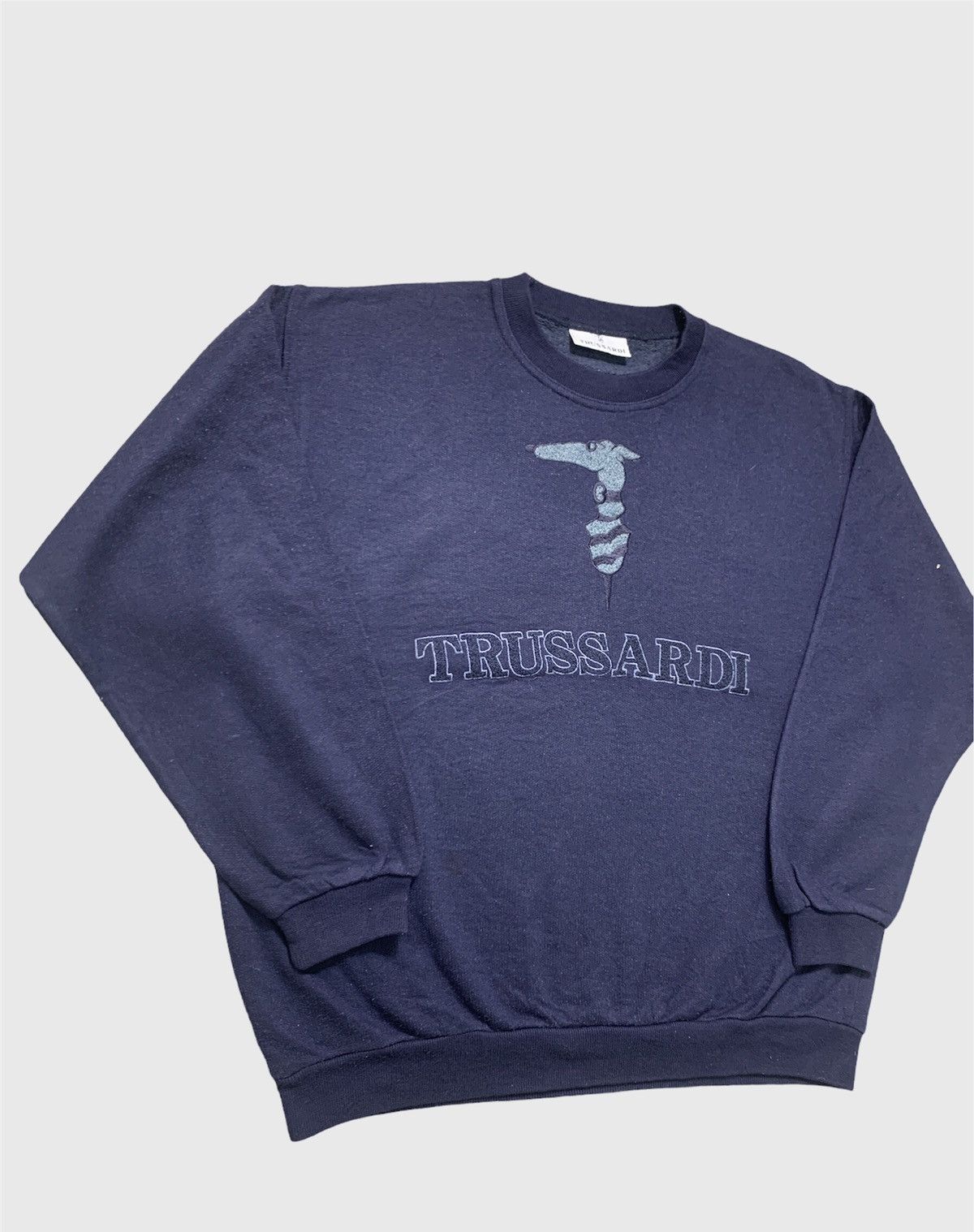 Trussardi × Vintage Vintage Trussardi Embroidered Crewneck Spellout Sweatshirt Size US L / EU 52-54 / 3 - 2 Thumbnail