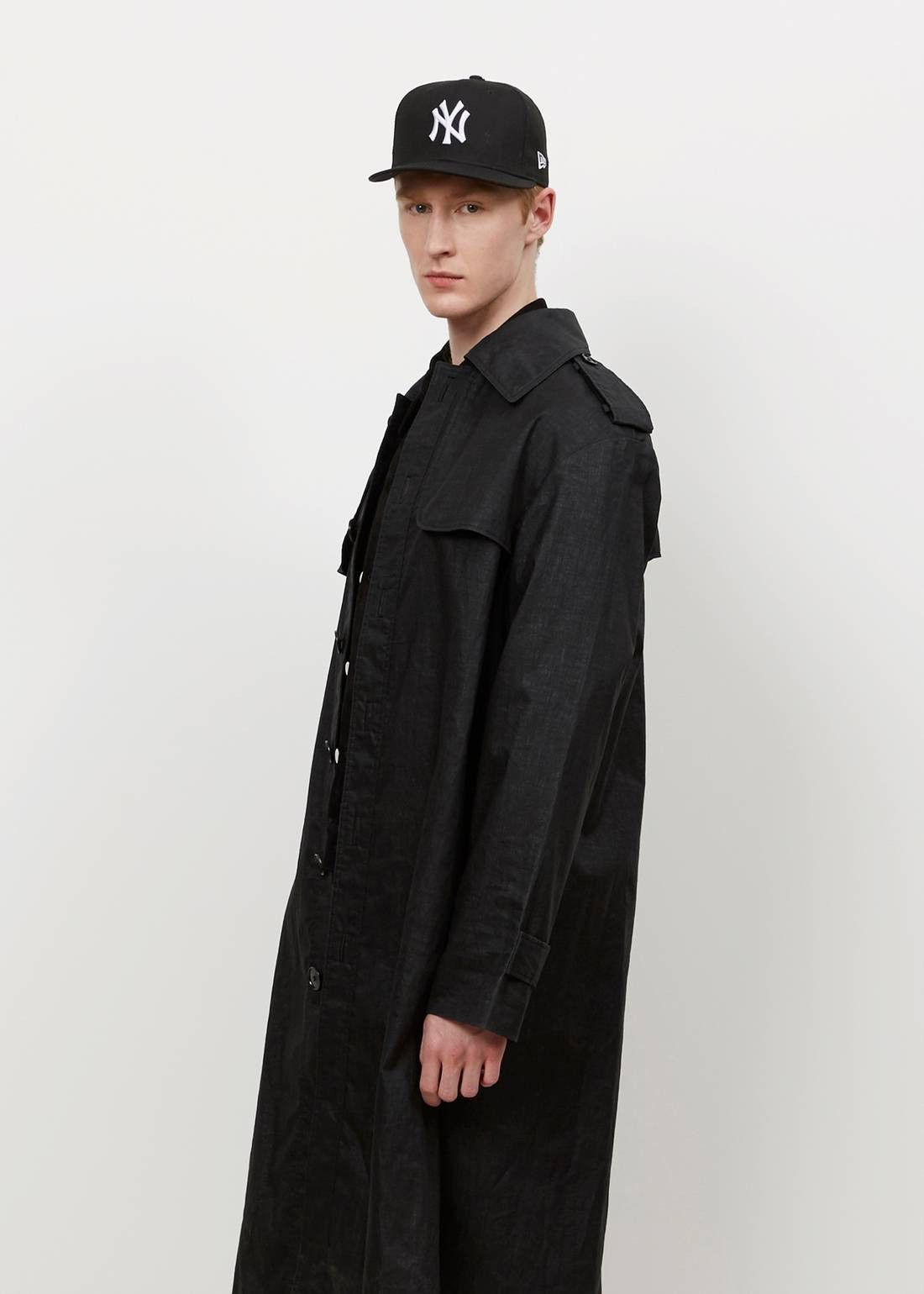 image of Maison Margiela Ss16 Maison Martin Margiela Linen Trench Coat 52 in Black, Men's (Size Large)