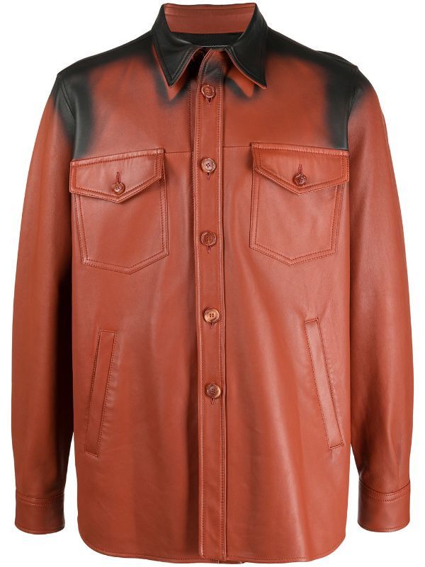 Marni BNWT AW21 MARNI SPRAY PRINT LEATHER SHIRT JACKET 48 Size US M / EU 48-50 / 2 - 16 Thumbnail