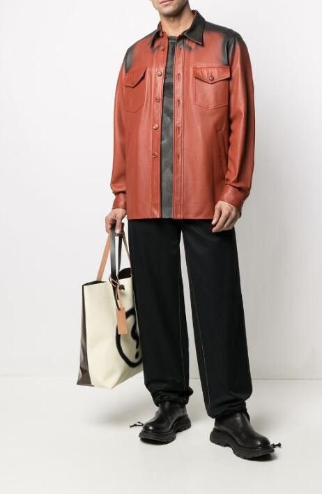 BNWT AW21 MARNI SPRAY PRINT LEATHER SHIRT JACKET 48