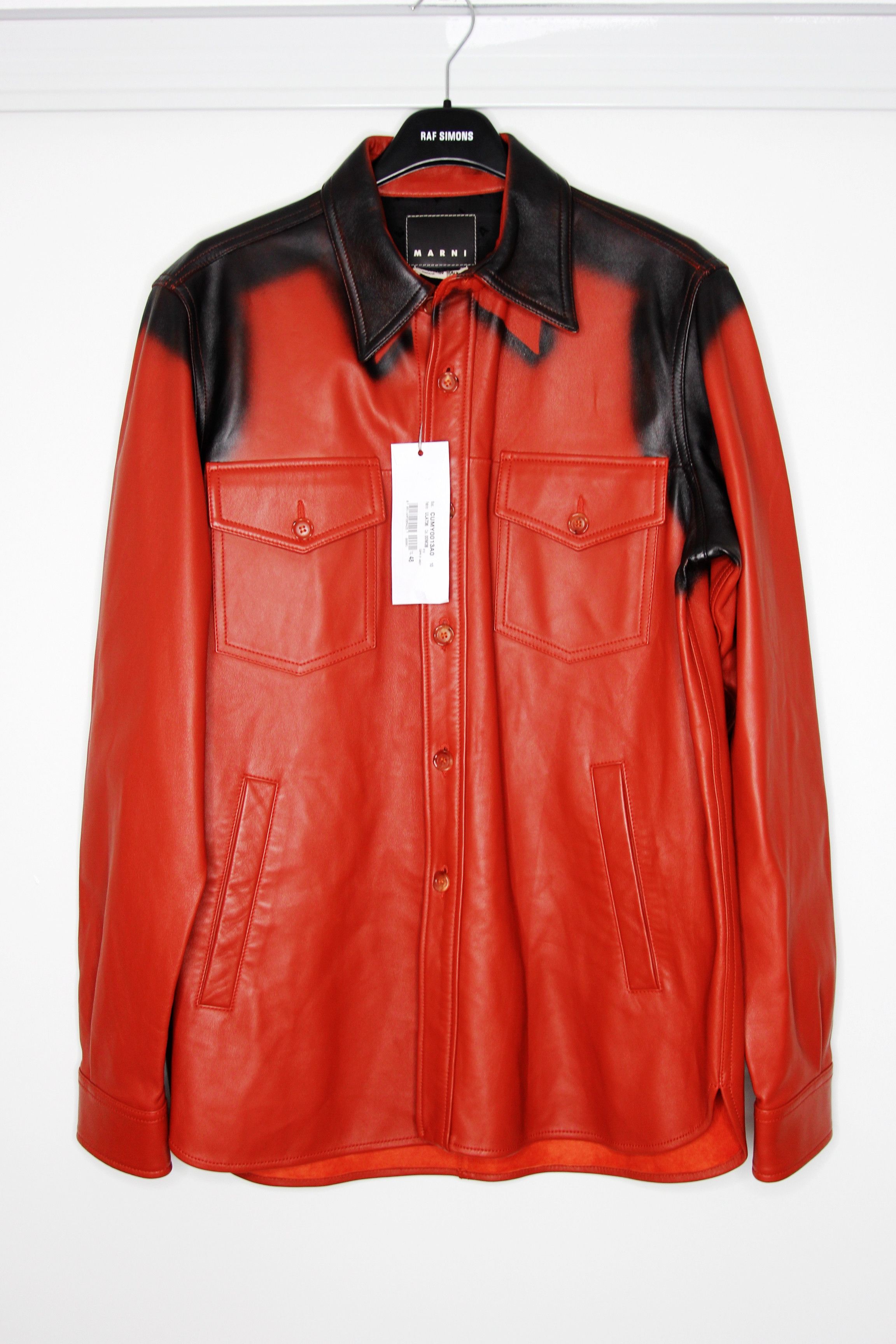 Marni BNWT AW21 MARNI SPRAY PRINT LEATHER SHIRT JACKET 48 Size US M / EU 48-50 / 2 - 2 Thumbnail