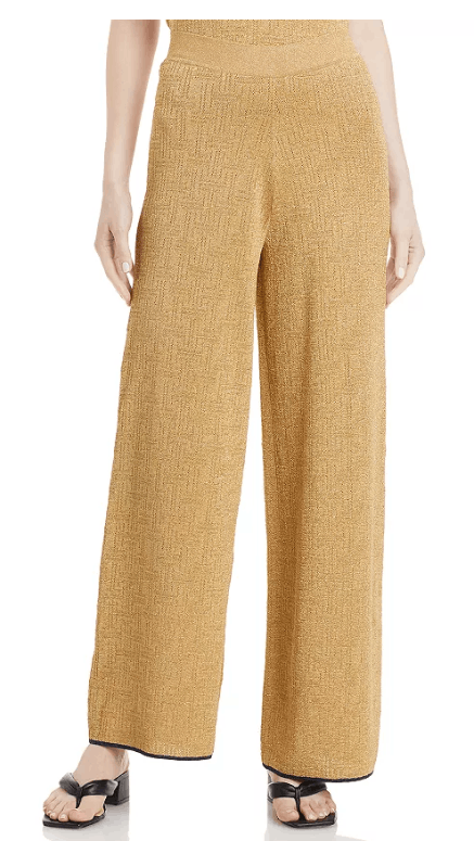 Image of Ss21 Lanvin Wide Leg Knit Pants Xs in Gold, Men's (Size 30)