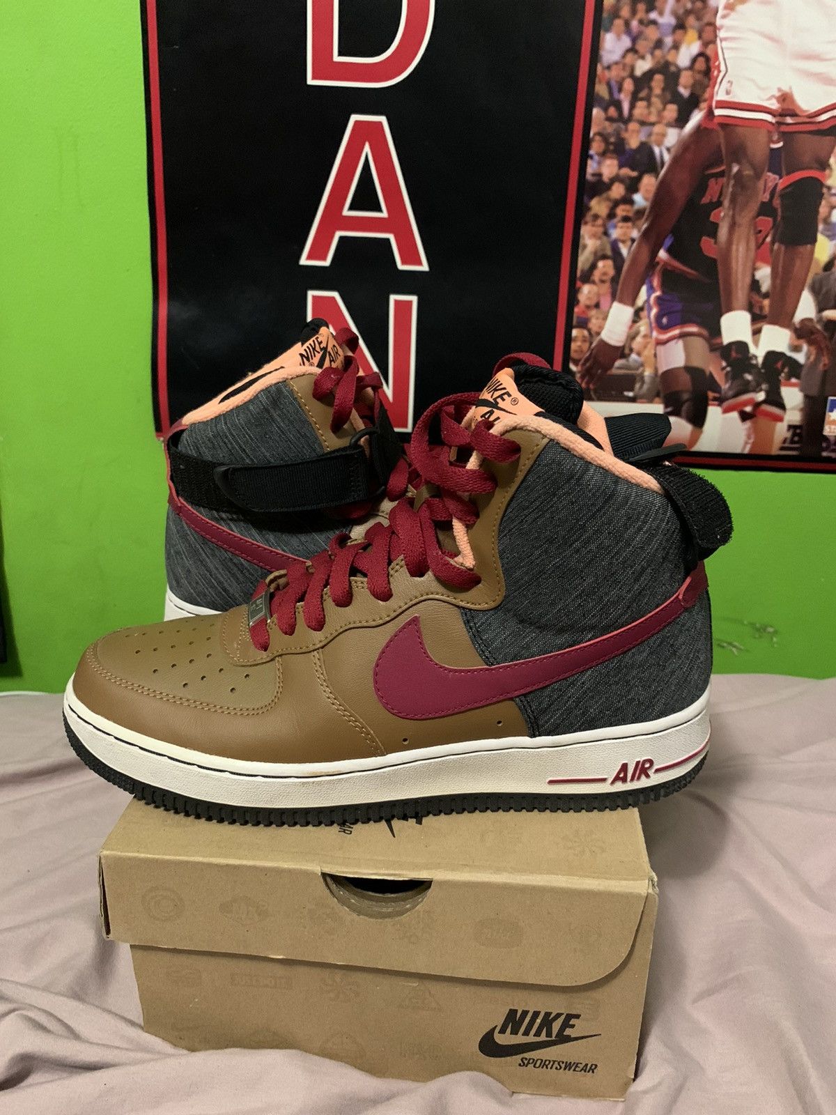 Nike Air Force One High Ale Brown-Noble Red/white Size US 8 / EU 41 - 5 Thumbnail