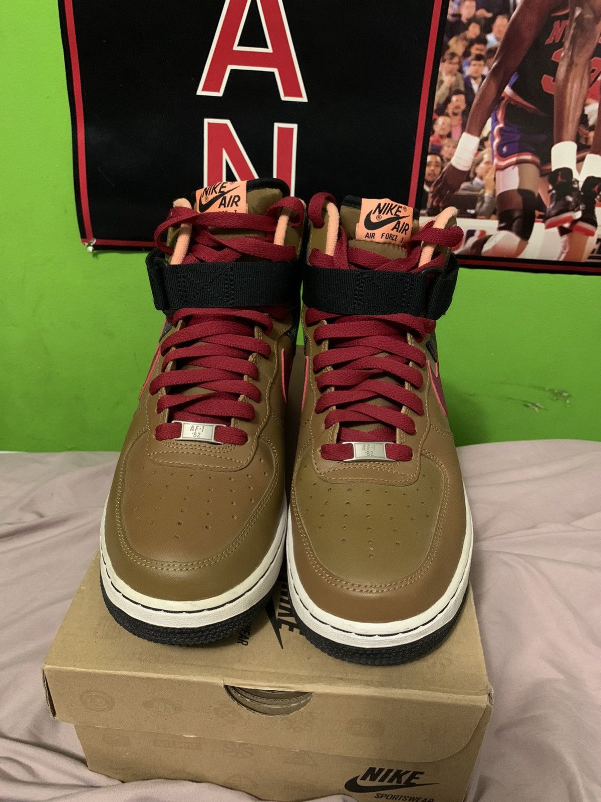 Nike Air Force One High Ale Brown-Noble Red/white Size US 8 / EU 41 - 2 Thumbnail