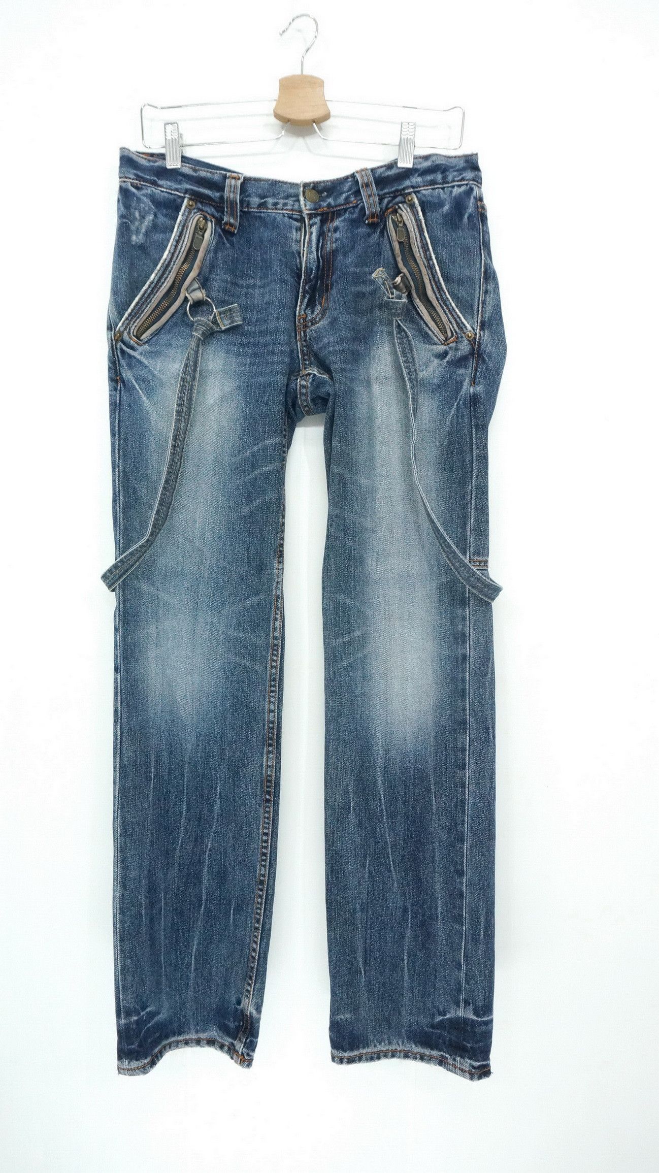 Japanese Brand 🔥Vtg! PPFM Peyton Place For Men Lowrise Jeans Cow Leather Size US 30 / EU 46 - 3 Thumbnail