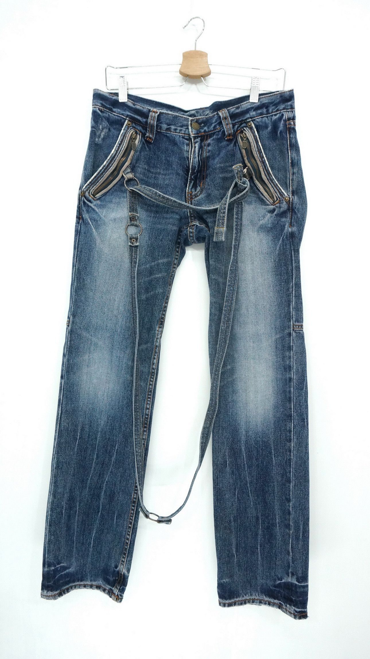 Japanese Brand 🔥Vtg! PPFM Peyton Place For Men Lowrise Jeans Cow Leather Size US 30 / EU 46 - 2 Thumbnail