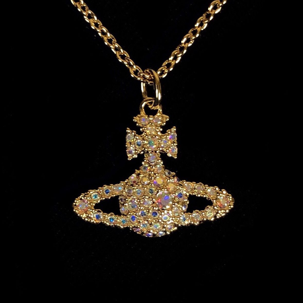 Pre-owned Vivienne Westwood Cosmos Crystal Orb Necklace In Gold