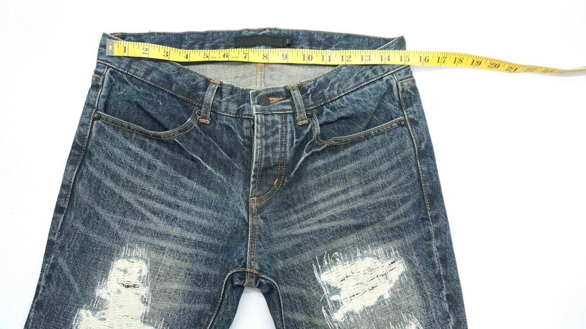 Japanese Brand Flare Vintage Distressed Boro Skinny Lowrise Jeans Size US 30 / EU 46 - 15 Thumbnail
