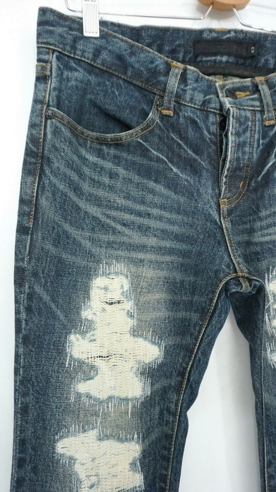 Japanese Brand Flare Vintage Distressed Boro Skinny Lowrise Jeans Size US 30 / EU 46 - 3 Thumbnail