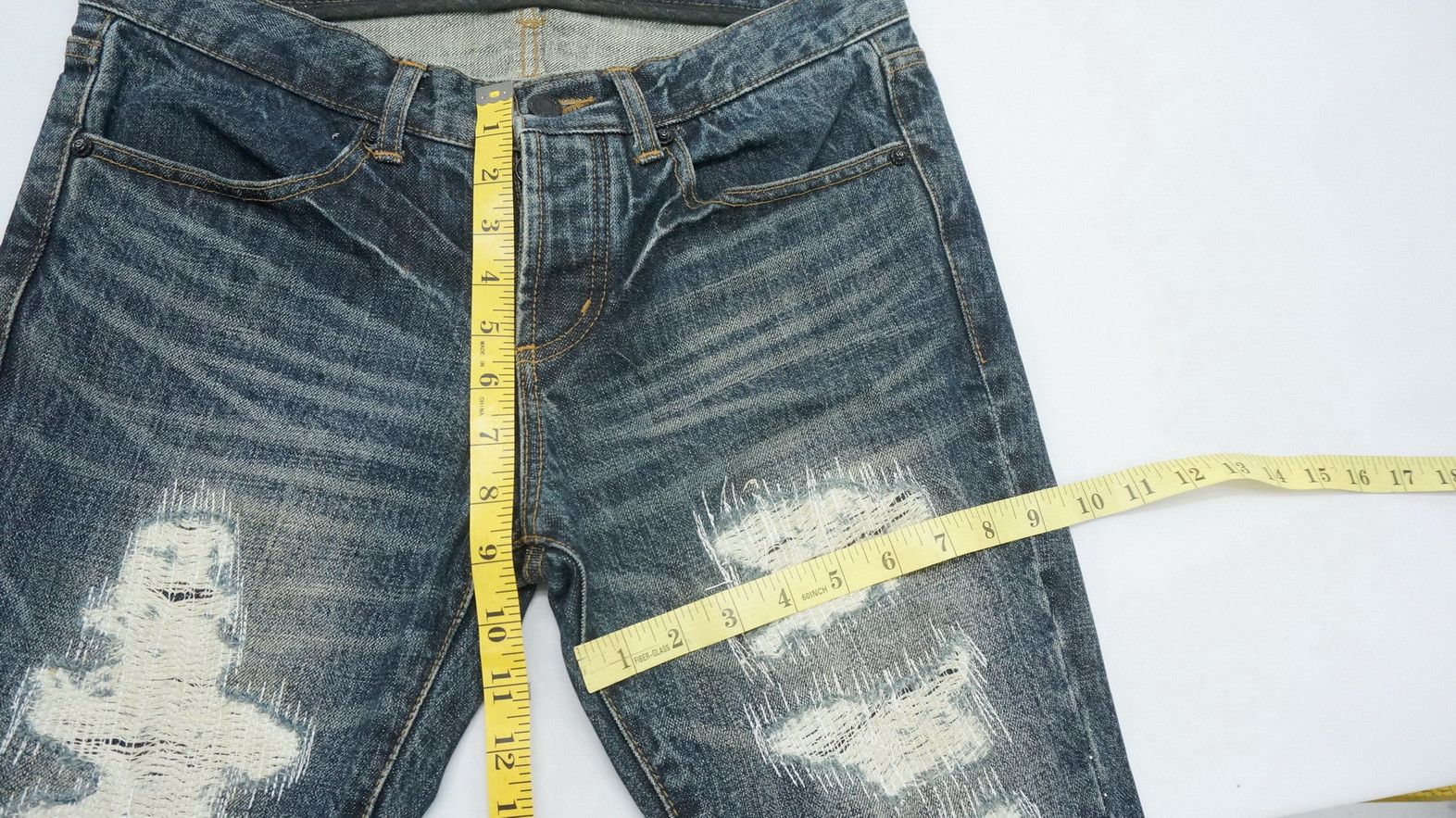 Japanese Brand Flare Vintage Distressed Boro Skinny Lowrise Jeans Size US 30 / EU 46 - 16 Thumbnail