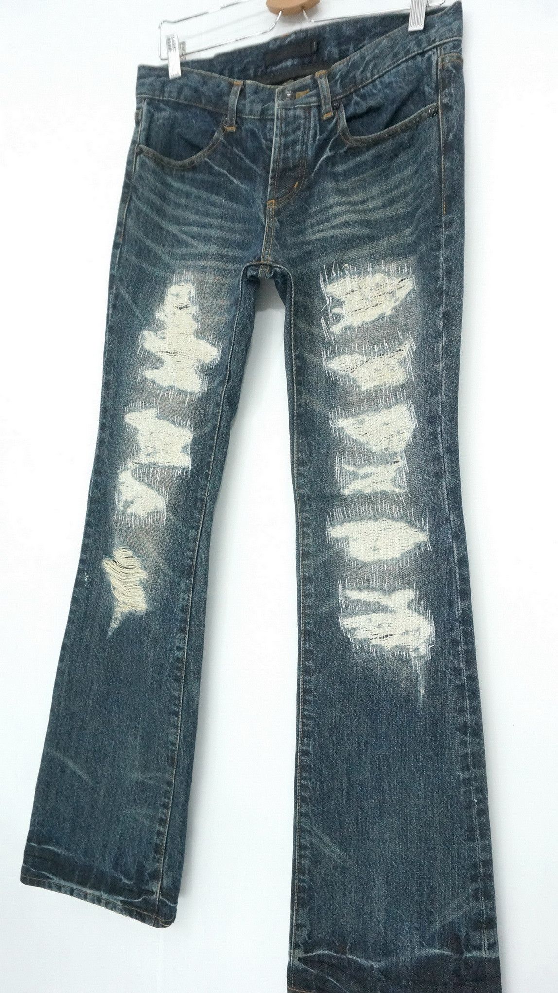 Japanese Brand Flare Vintage Distressed Boro Skinny Lowrise Jeans Size US 30 / EU 46 - 9 Thumbnail