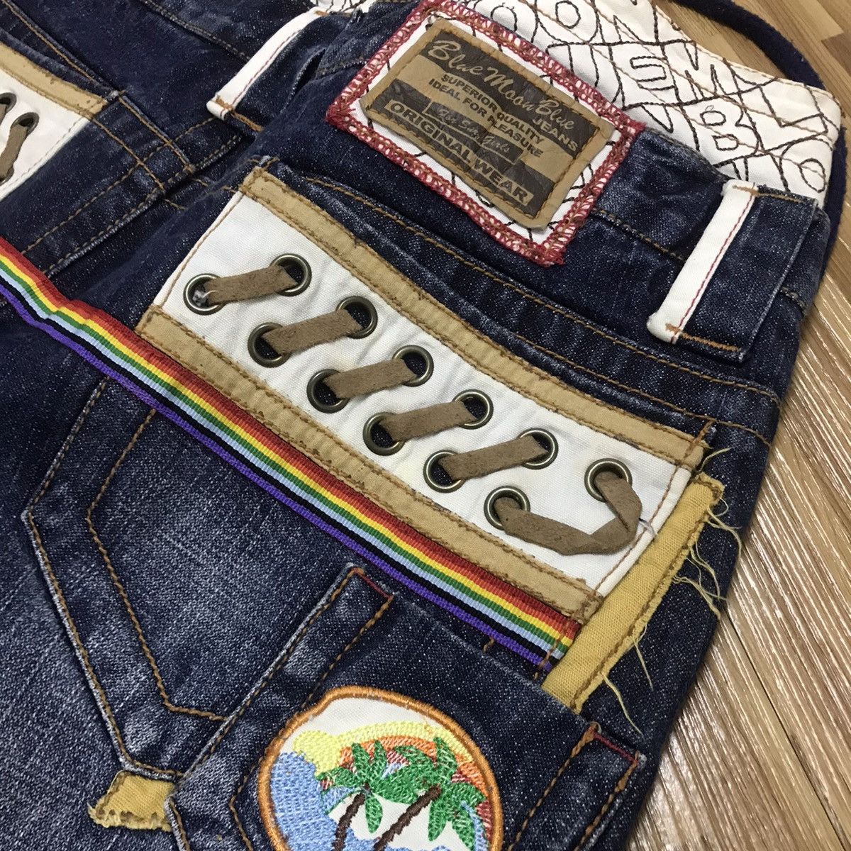Designer × Japanese Brand Blue moon blue embroidery japanese denim pants Size US 30 / EU 46 - 12 Thumbnail