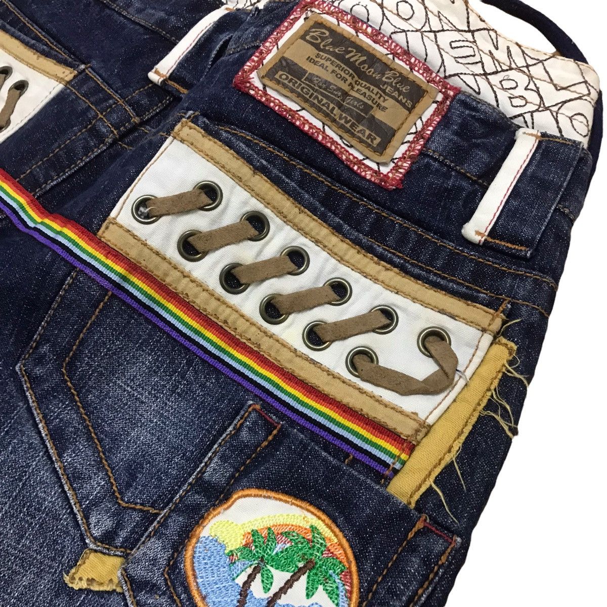 Designer × Japanese Brand Blue moon blue embroidery japanese denim pants Size US 30 / EU 46 - 5 Thumbnail