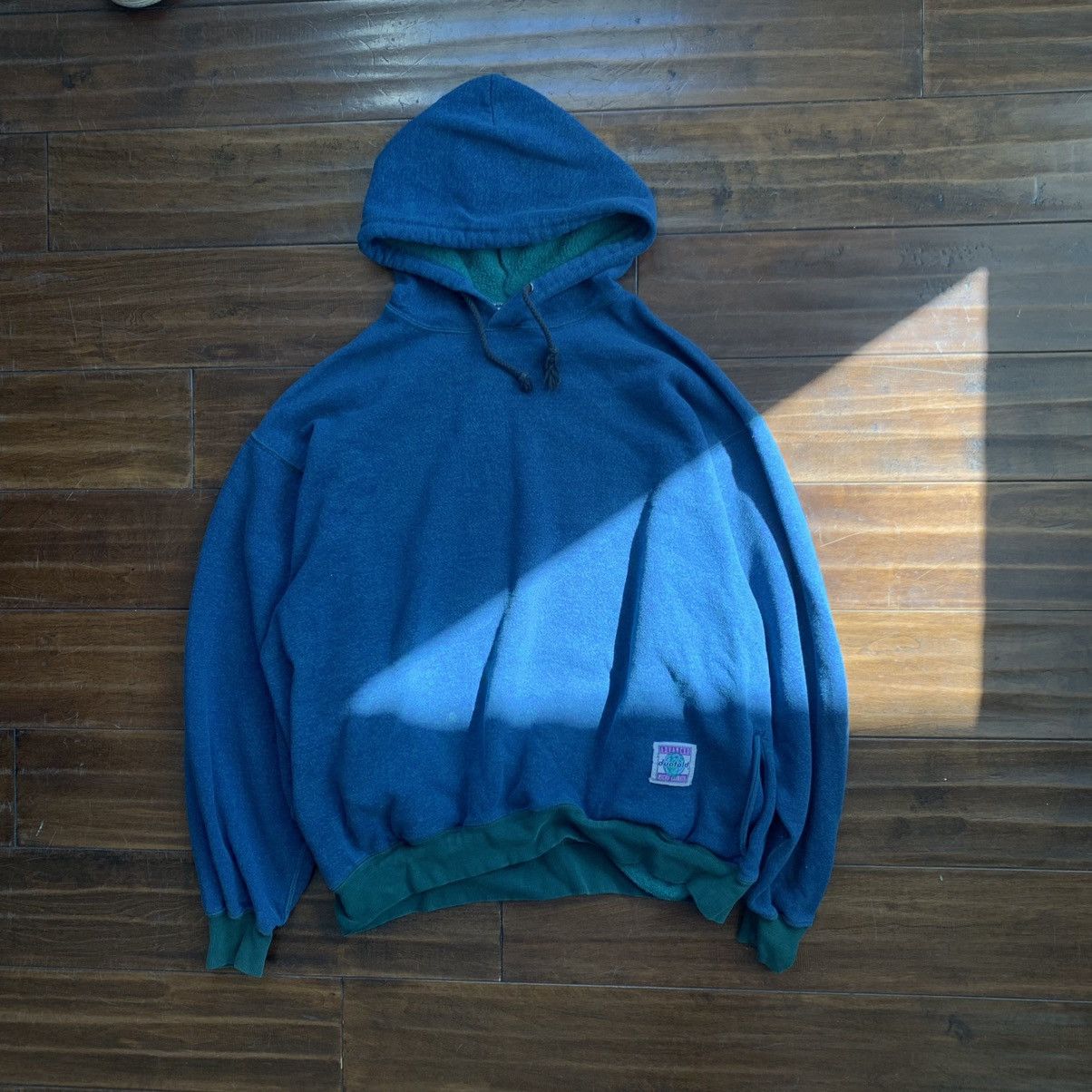 Vintage 1990s Blue green boxy hoodie Size US M / EU 48-50 / 2 - 1 Preview