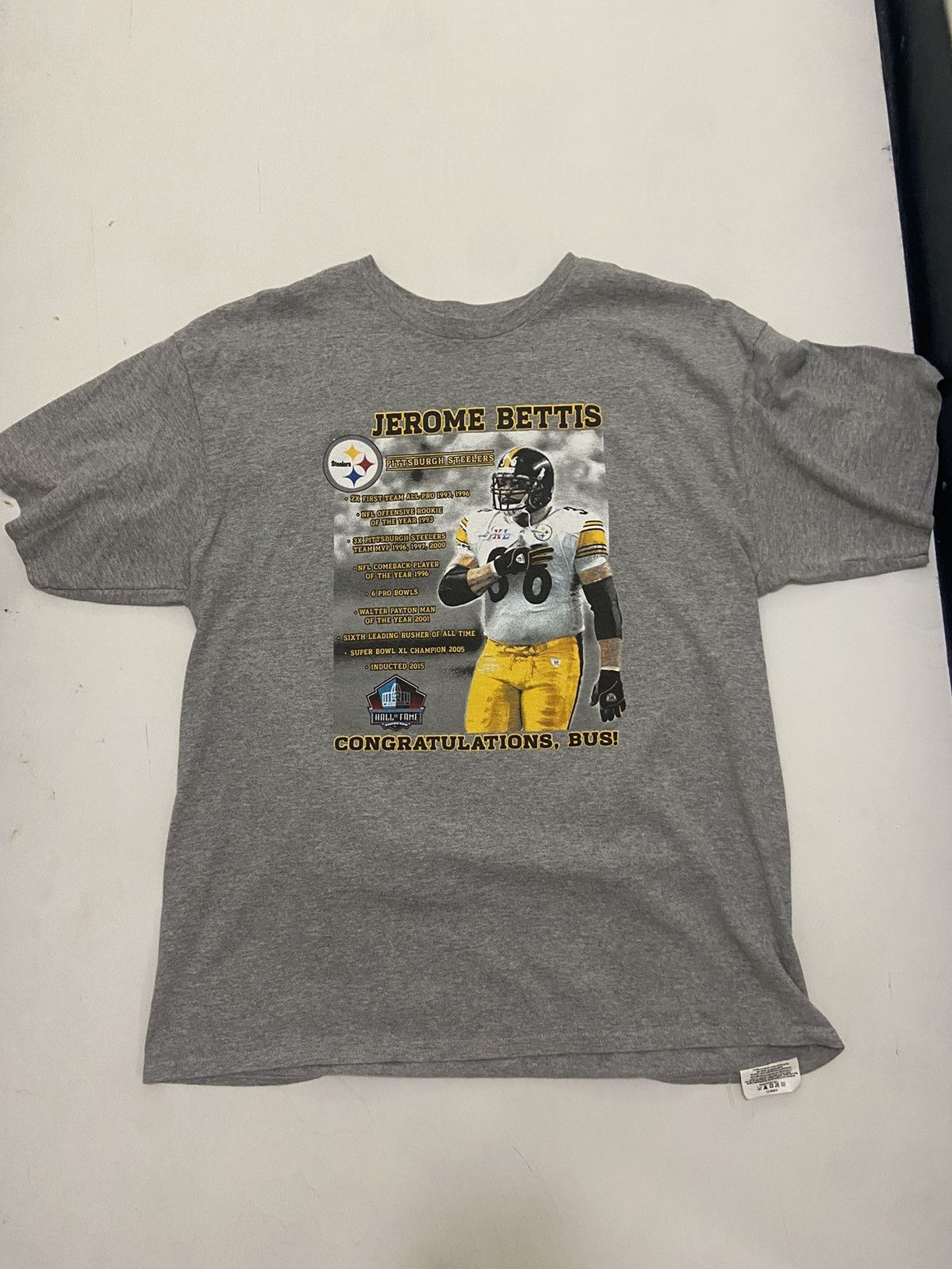 Pittsburgh Steelers Jerome Bettis T Shirt Hall Of Fame Majestic Small NFL