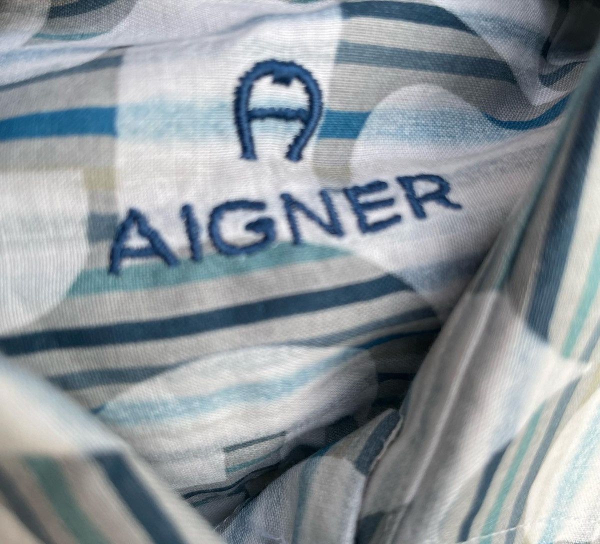 Aigner × Designer × Le Grande Bleu (L.G.B.) Vintage Aigner Full Print Shirt Size US L / EU 52-54 / 3 - 6 Thumbnail