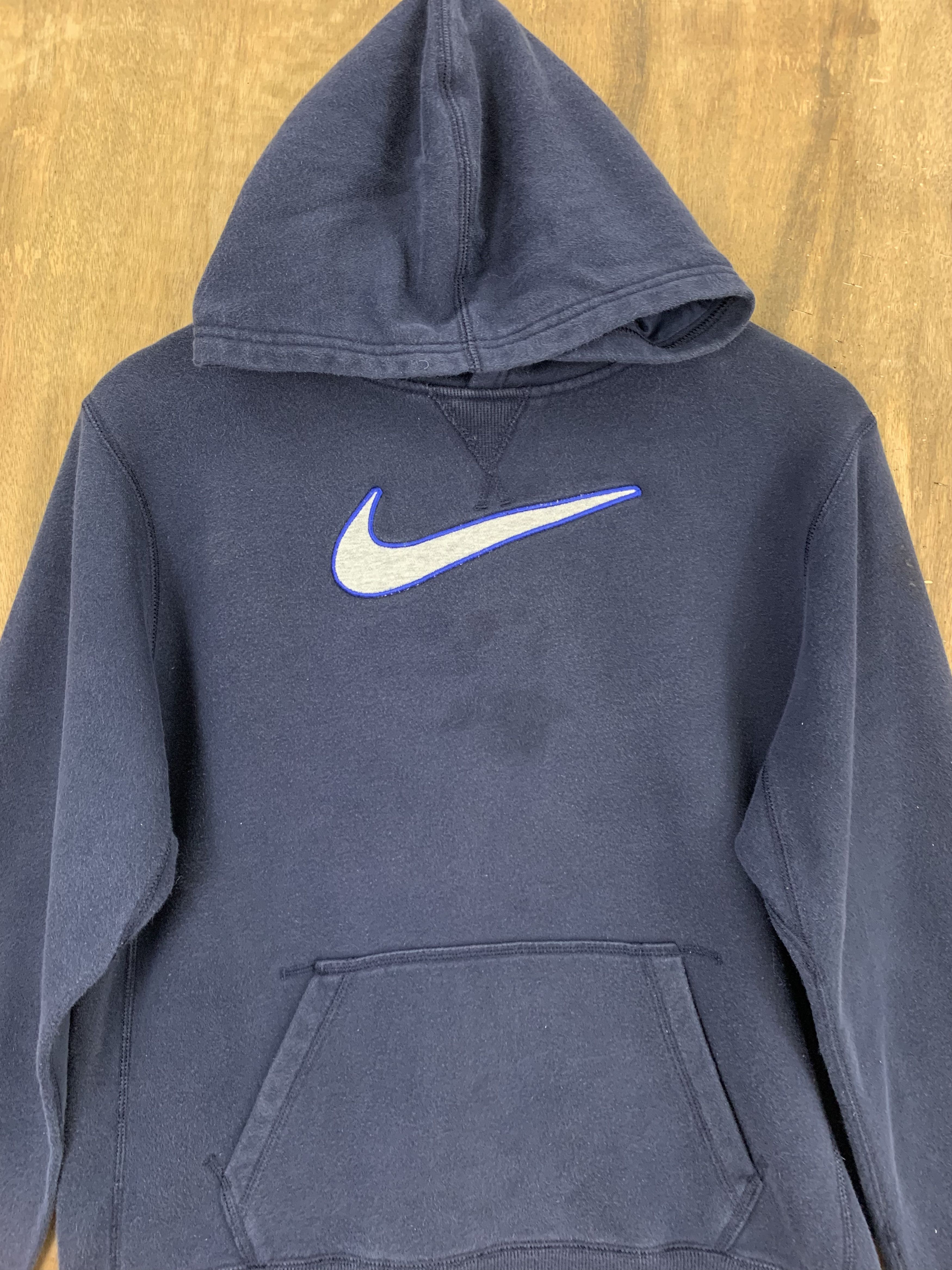 Japanese Brand Hoodies Nike Center Dark Blue Vintage Embrioded Crewneck Size US S / EU 44-46 / 1 - 2 Thumbnail