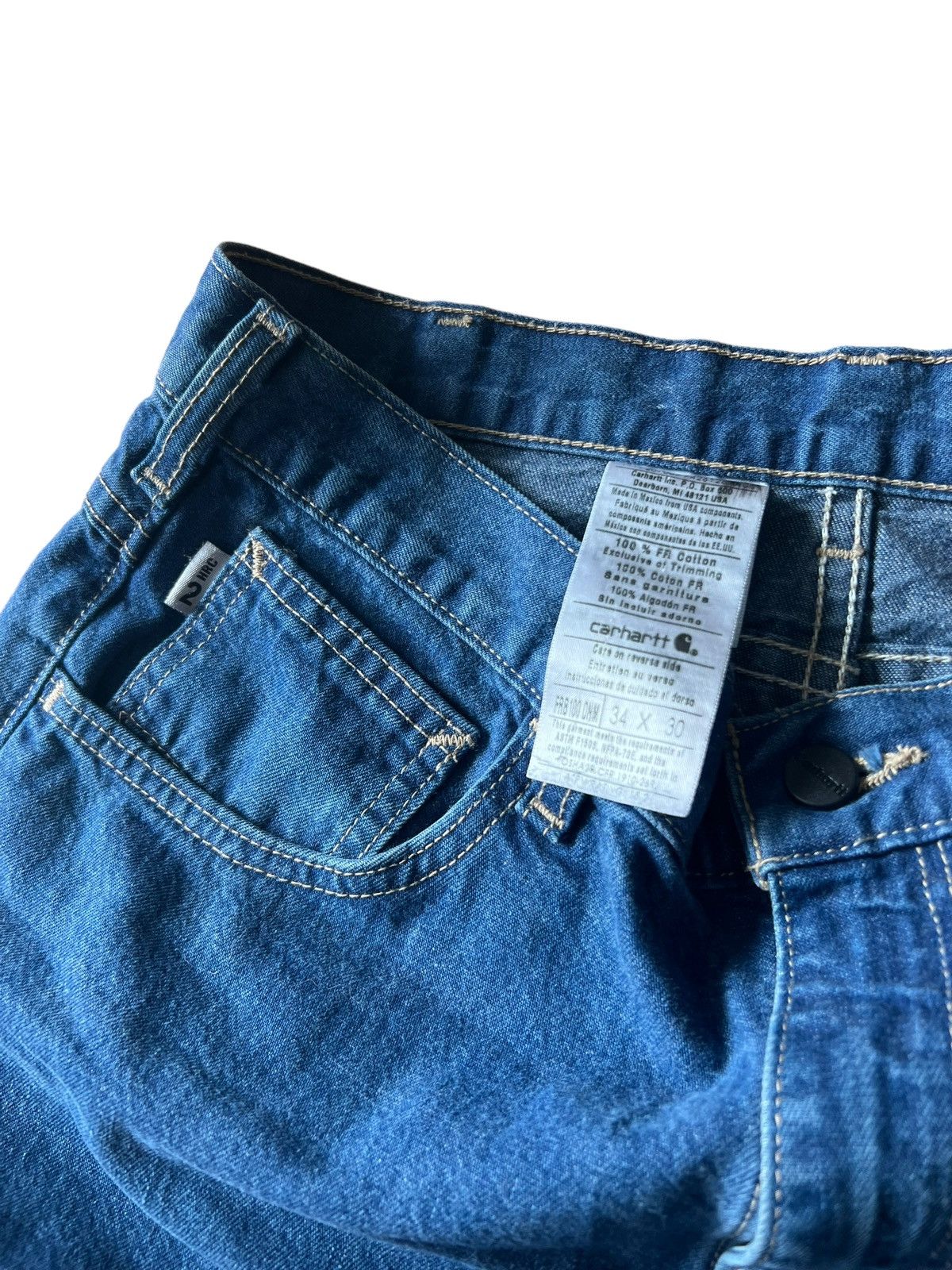 Carhartt × Vintage Vintage Carhartt Denim Workers Fire Resistant Pants Size US 34 / EU 50 - 4 Thumbnail