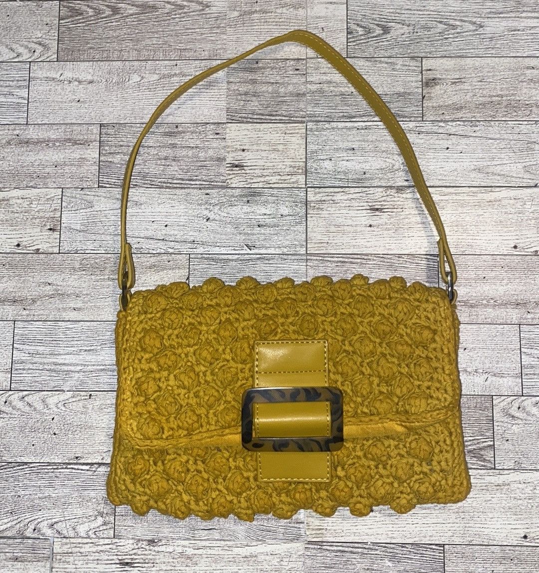 Other Mustard Yellow, Crochet, Retro, Embellished, Hand Purse Size ONE SIZE - 3 Thumbnail