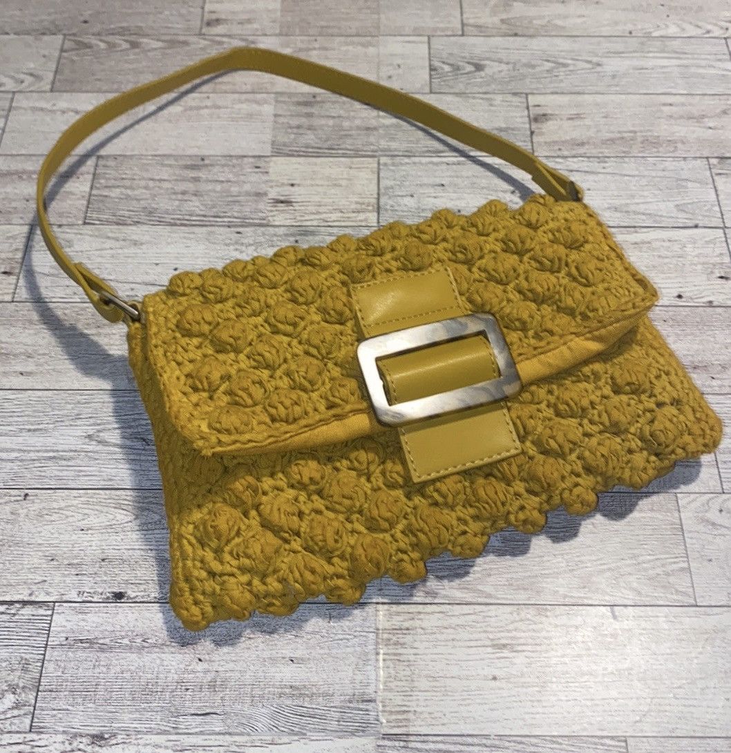 Other Mustard Yellow, Crochet, Retro, Embellished, Hand Purse Size ONE SIZE - 11 Thumbnail