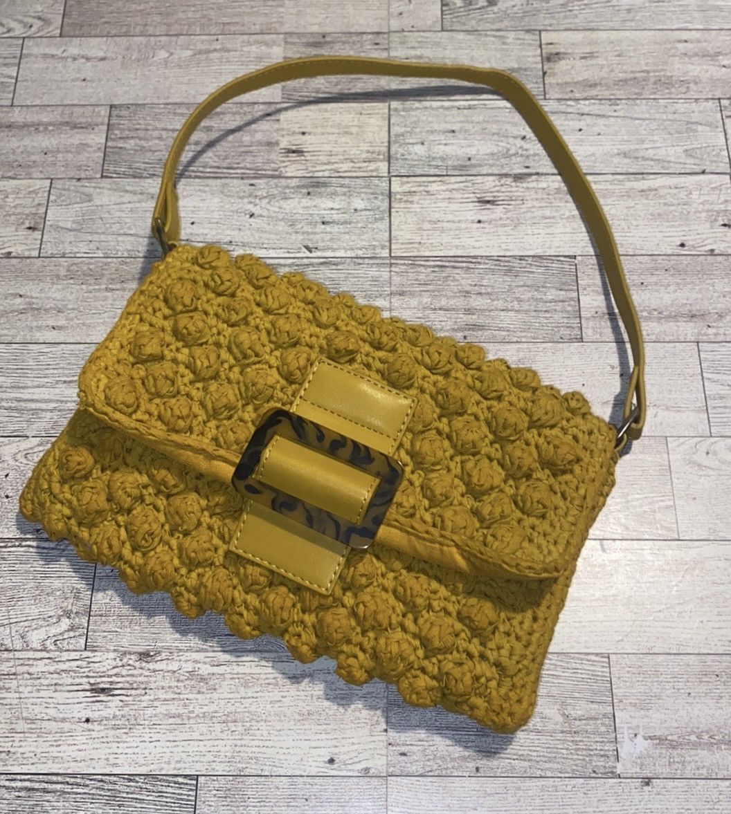 Other Mustard Yellow, Crochet, Retro, Embellished, Hand Purse Size ONE SIZE - 2 Thumbnail