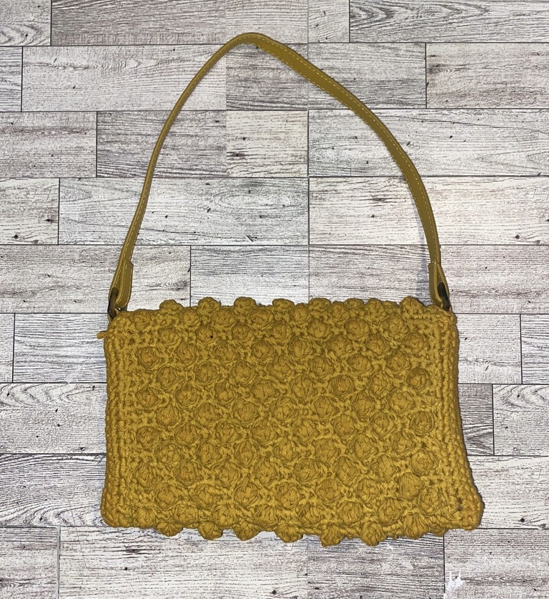 Other Mustard Yellow, Crochet, Retro, Embellished, Hand Purse Size ONE SIZE - 4 Thumbnail