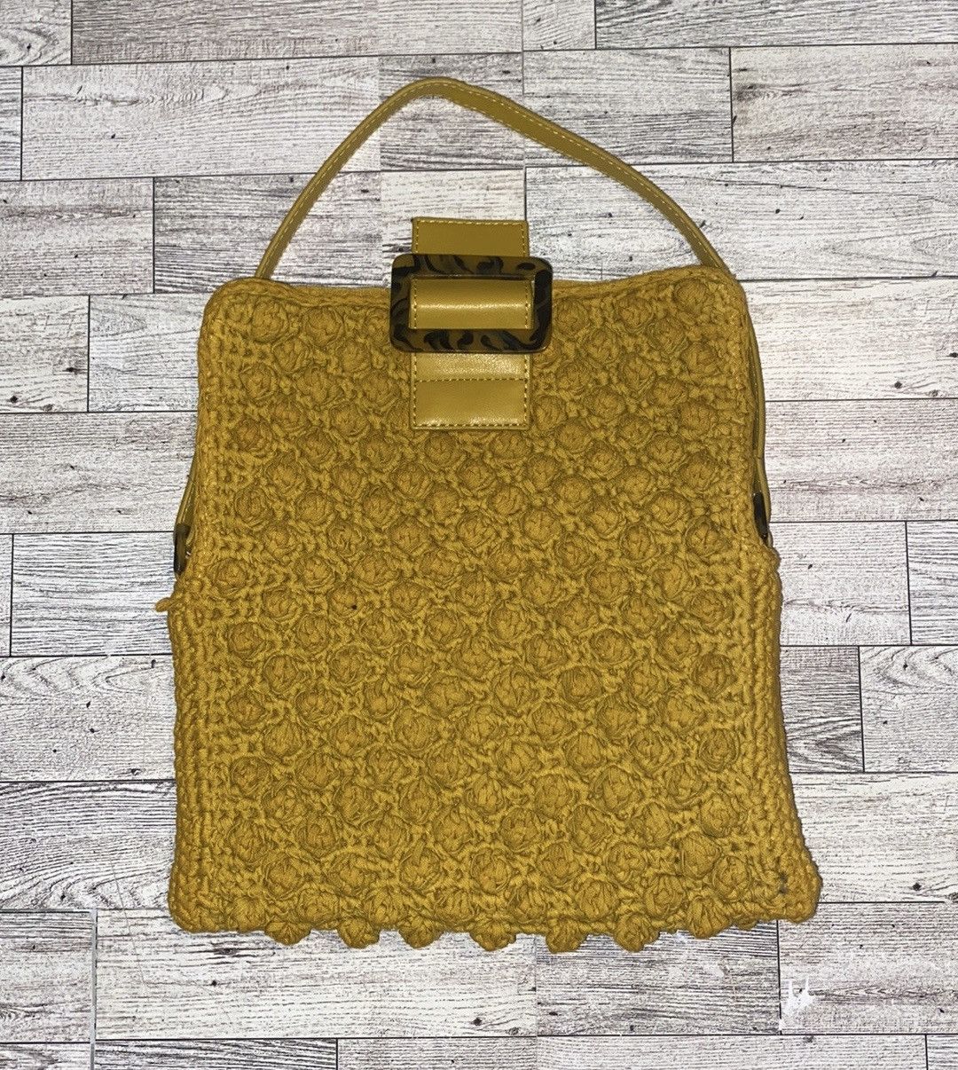 Other Mustard Yellow, Crochet, Retro, Embellished, Hand Purse Size ONE SIZE - 6 Thumbnail