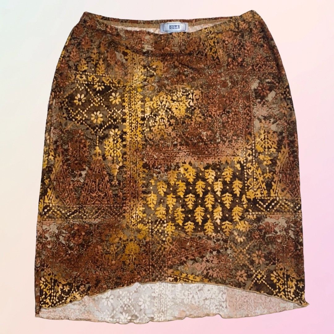 Vintage Obe, VTG, Multi-Pattern, Asymmetrical, Midi Skirt Size 30" / US 8 / IT 44 - 13 Thumbnail