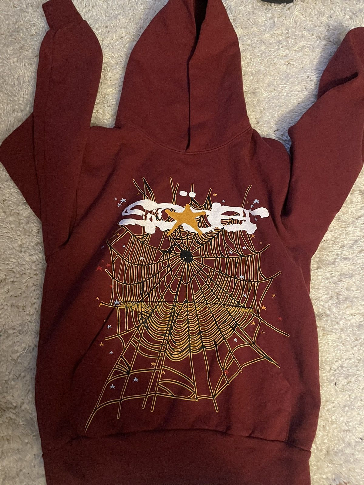 Sp5der Worldwide x Young Thug Maroon Hoodie (S) buy