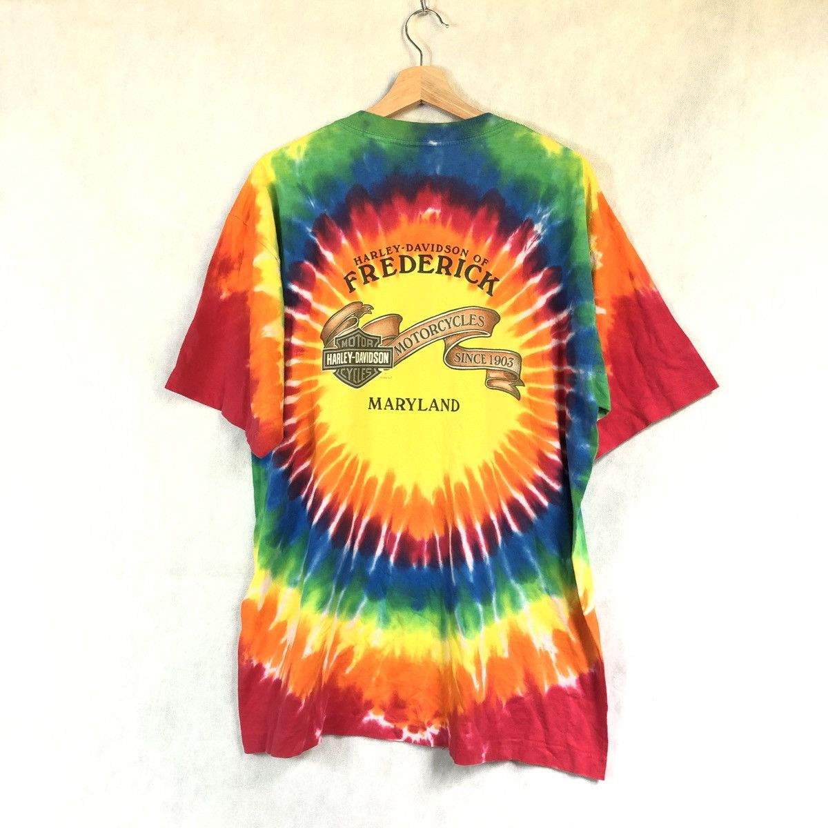Harley Davidson × Vintage Vintage Harley Davidson Frederick Maryland Tie Dye Tee Size US XL / EU 56 / 4 - 4 Thumbnail