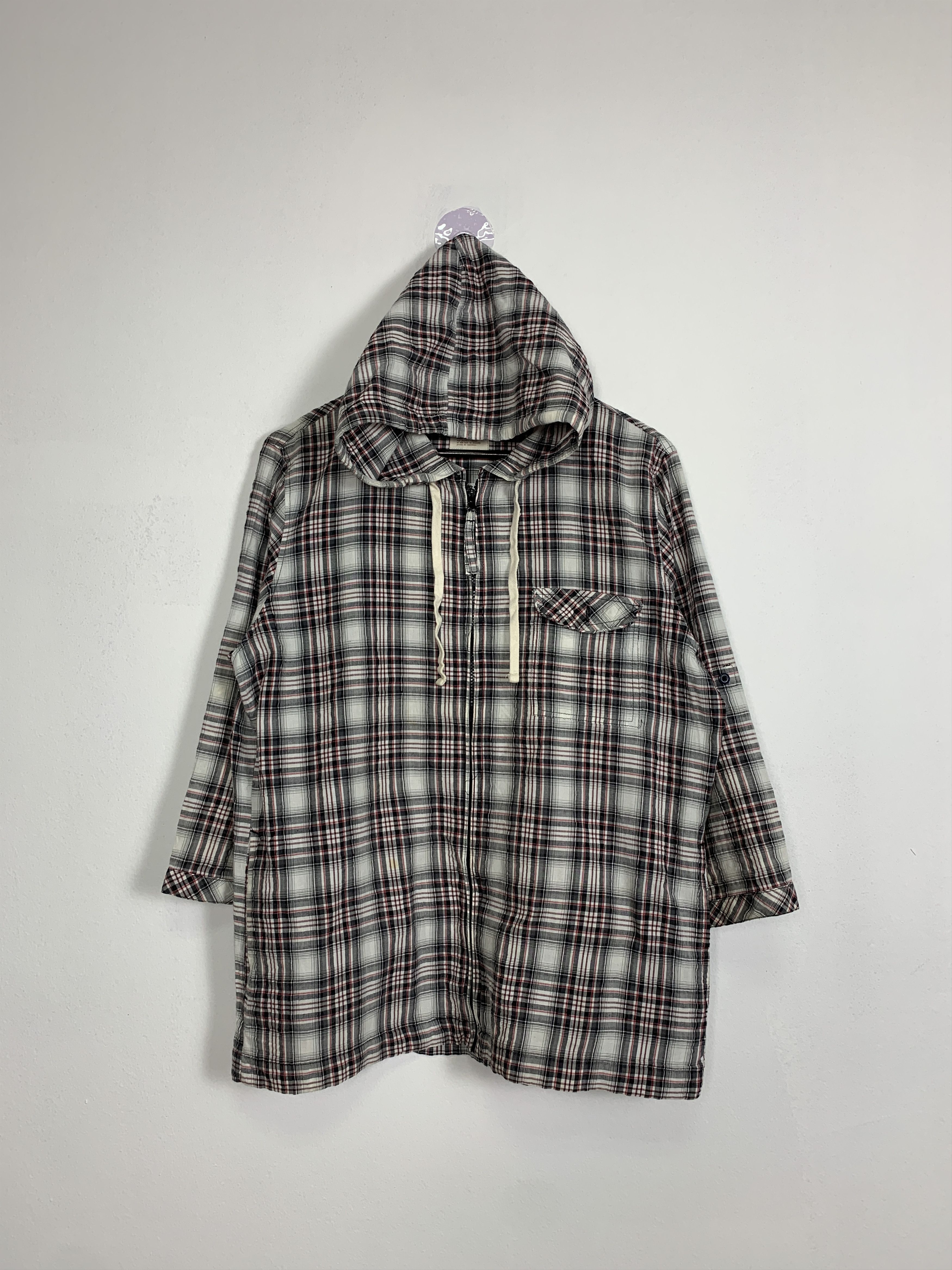 Flannel × Japanese Brand × Lumberjack Vintage BICOL BLIND Cotton Checkered Zip UP Hoodie Jacket Size US M / EU 48-50 / 2 - 1 Thumbnail