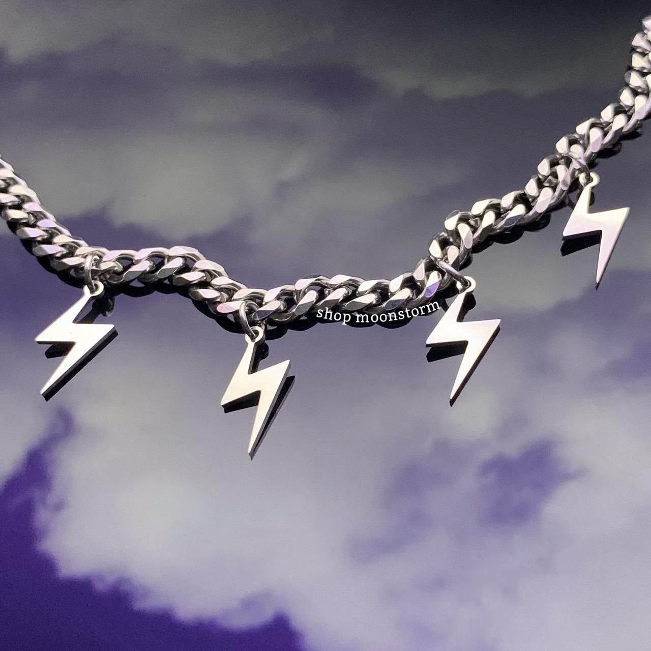 Vintage NEW Lightning Bolt Stainless Steel 5mm Cuban Unisex Necklace Size ONE SIZE - 1 Thumbnail