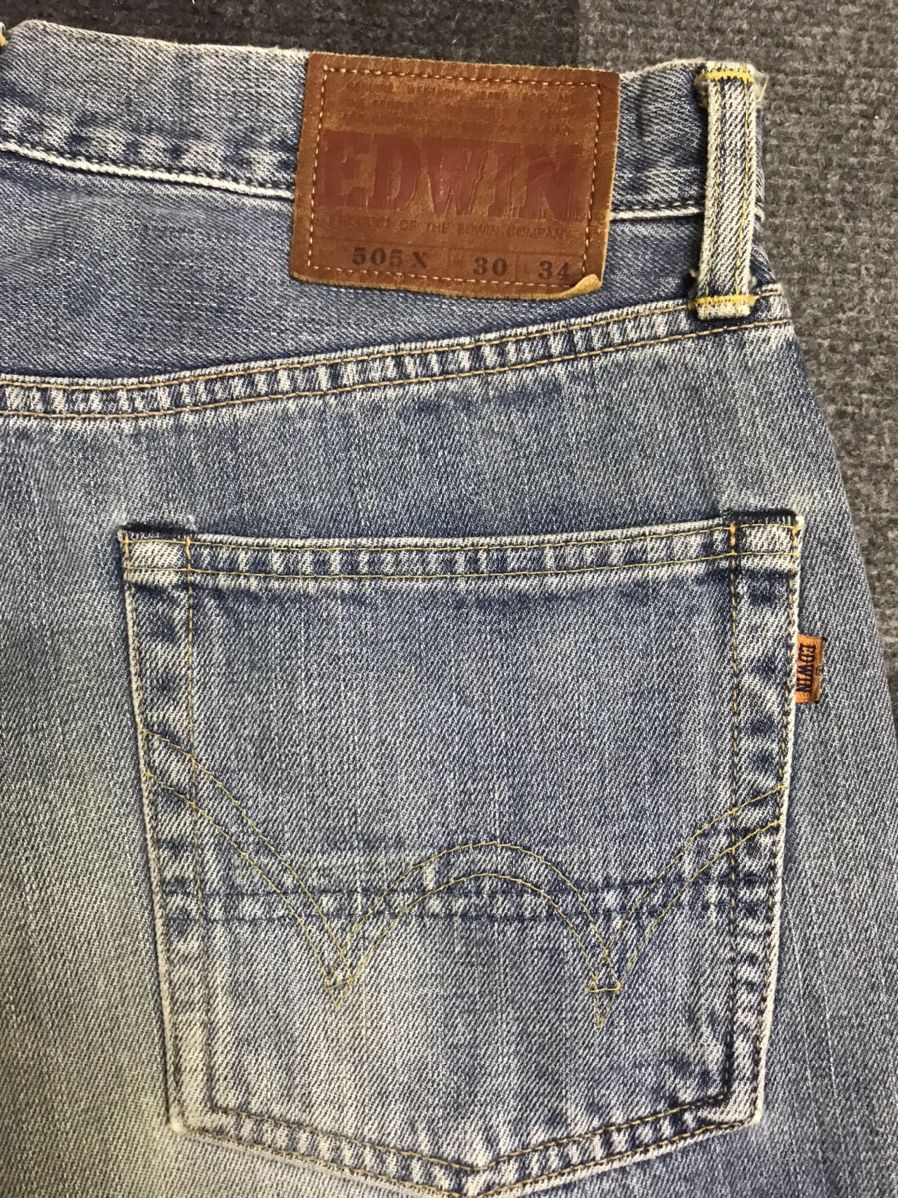 Edwin 💥90 Style💥EDWIN 505X Stone Wash Selvedge Jeans Size US 31 - 18 Thumbnail