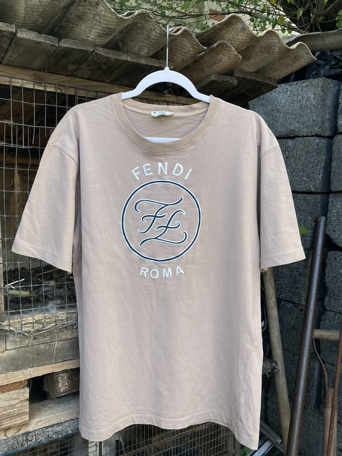Fendi Fendi Roma logo beige shirt | Grailed