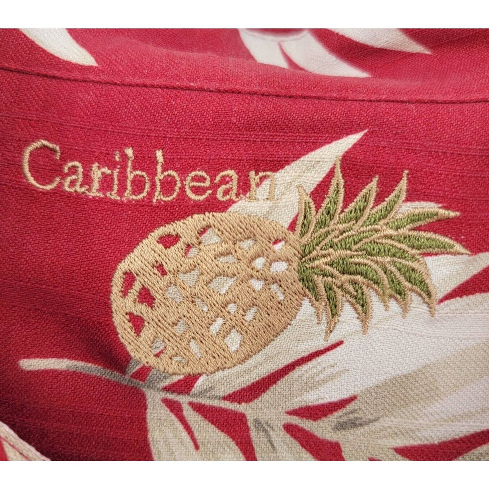 Caribbean Caribbean Pineapple Men's L Palm Silk Button Shirt Hawaiian Size US L / EU 52-54 / 3 - 5 Thumbnail