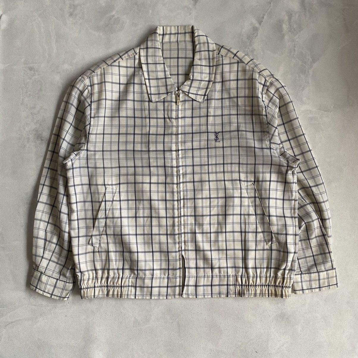 image of Vintage YVES Saint Laurent Jacket YSL Jacket in Checkered, Men's (Size Medium)