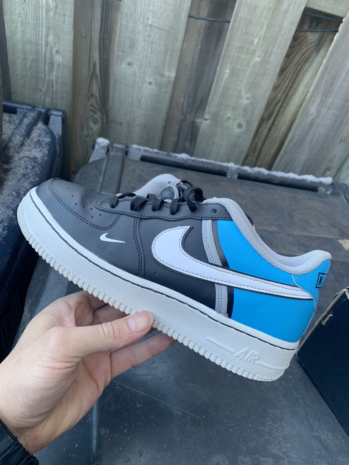 Nike Air Force One LV8 Black Current Blue Size US 6.5 / EU 39-40 - 7 Thumbnail