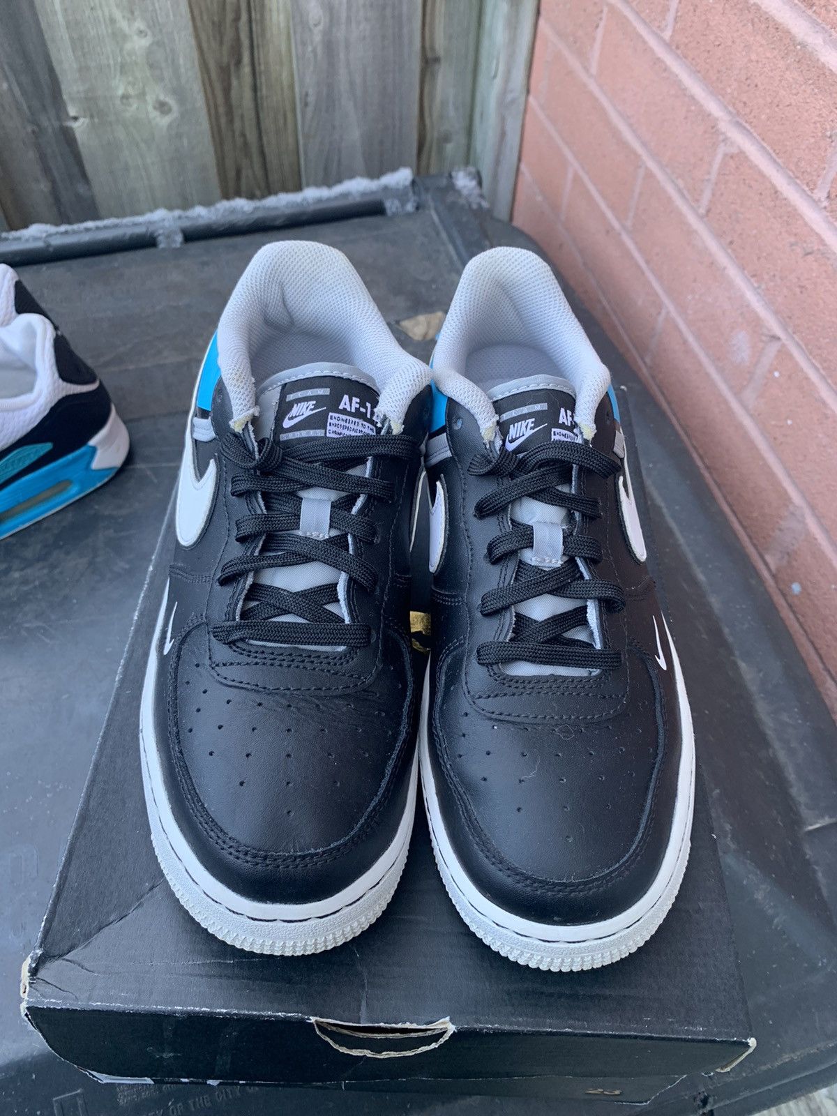 Nike Air Force One LV8 Black Current Blue Size US 6.5 / EU 39-40 - 2 Thumbnail