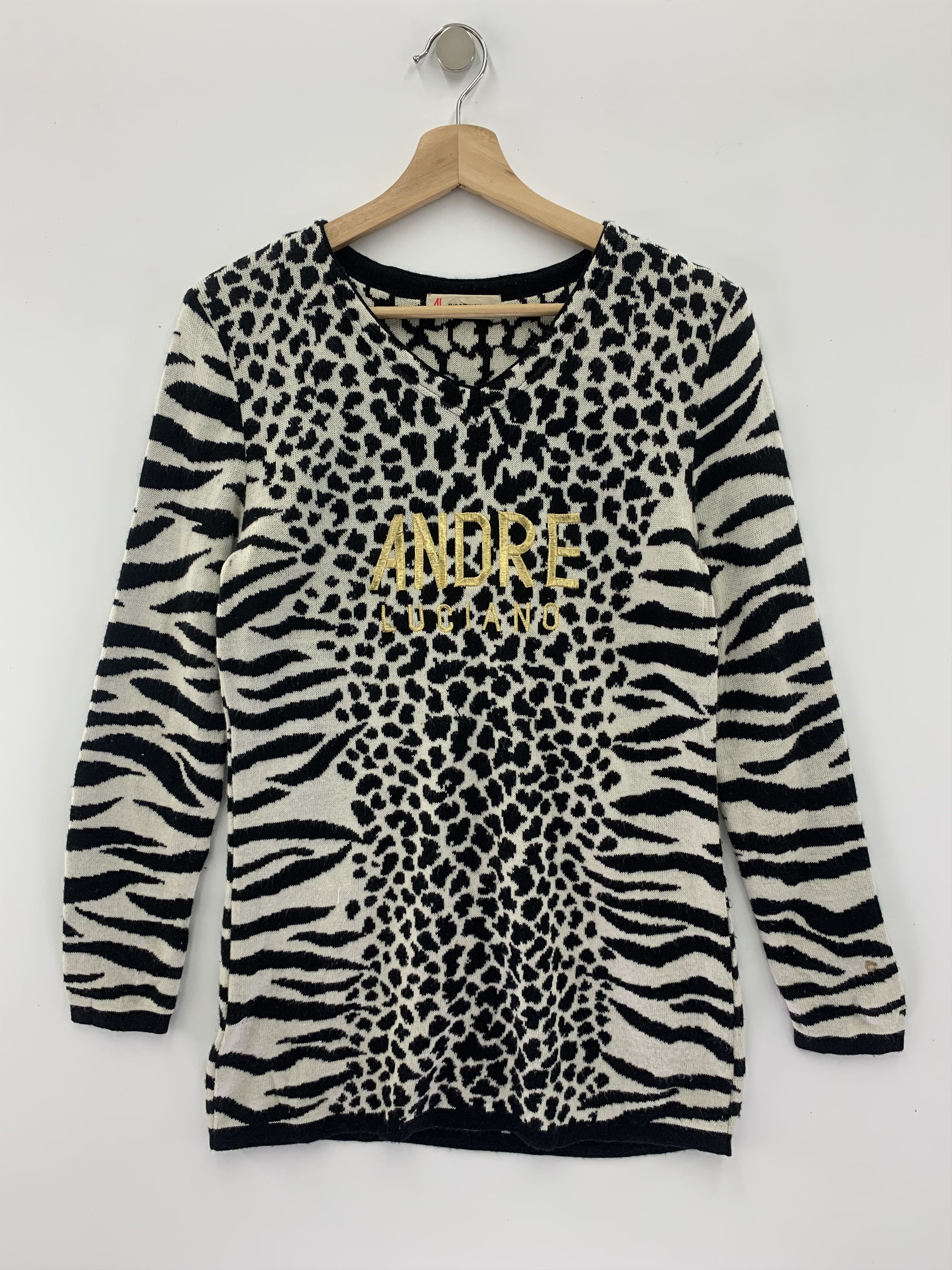 Andreluciano Andre Luciano Wool Knit Sweater Leopard Pattern Size US M / EU 48-50 / 2 - 1 Thumbnail