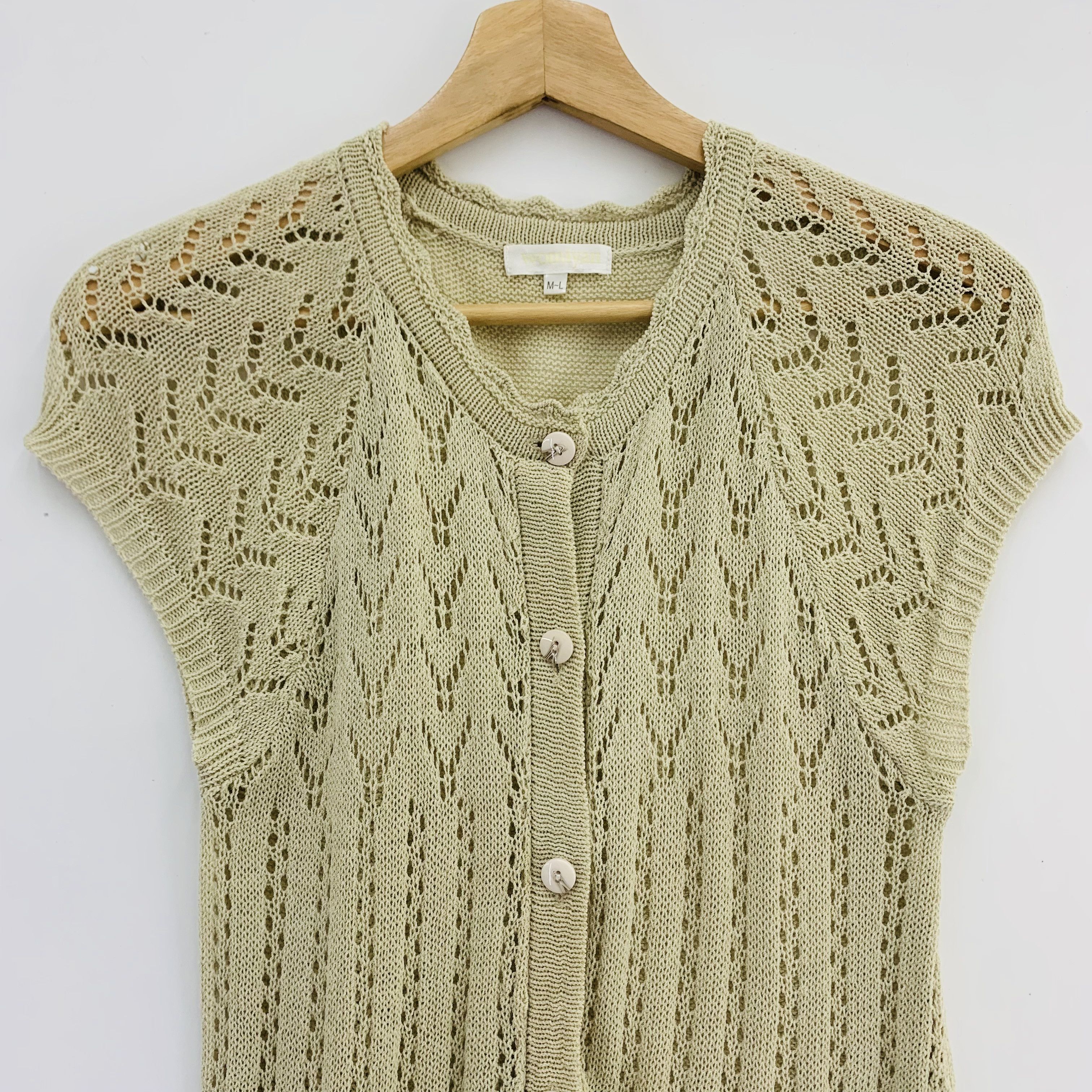 Handmade Womiyan Wool Blend Knit Long Dress Short Sleeve Size L / US 10 / IT 46 - 3 Thumbnail