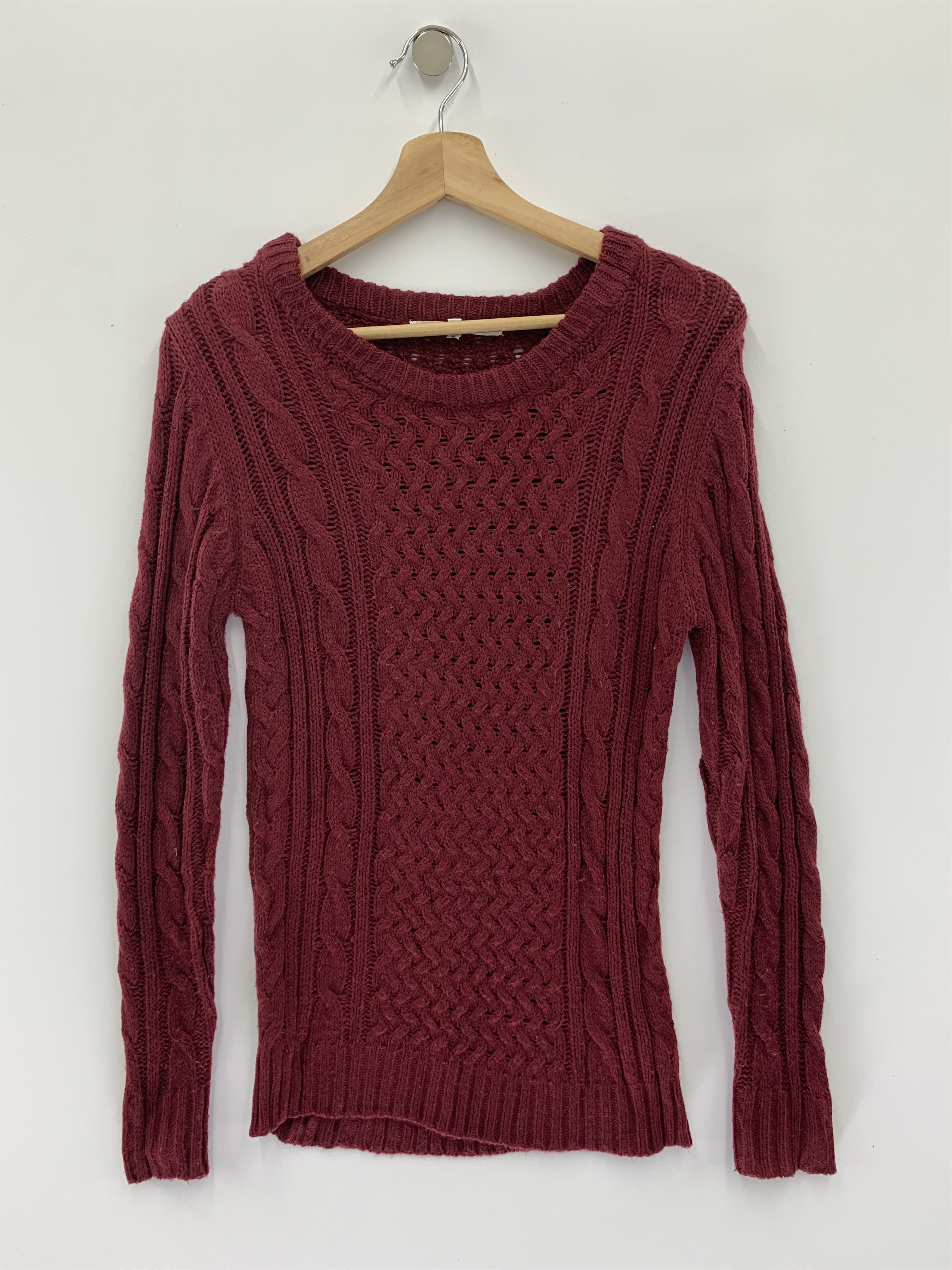 Japanese Brand × Vintage Vintage imp Wool Cable Knit Sweater Red Knit Size US XXS / EU 40 - 1 Thumbnail