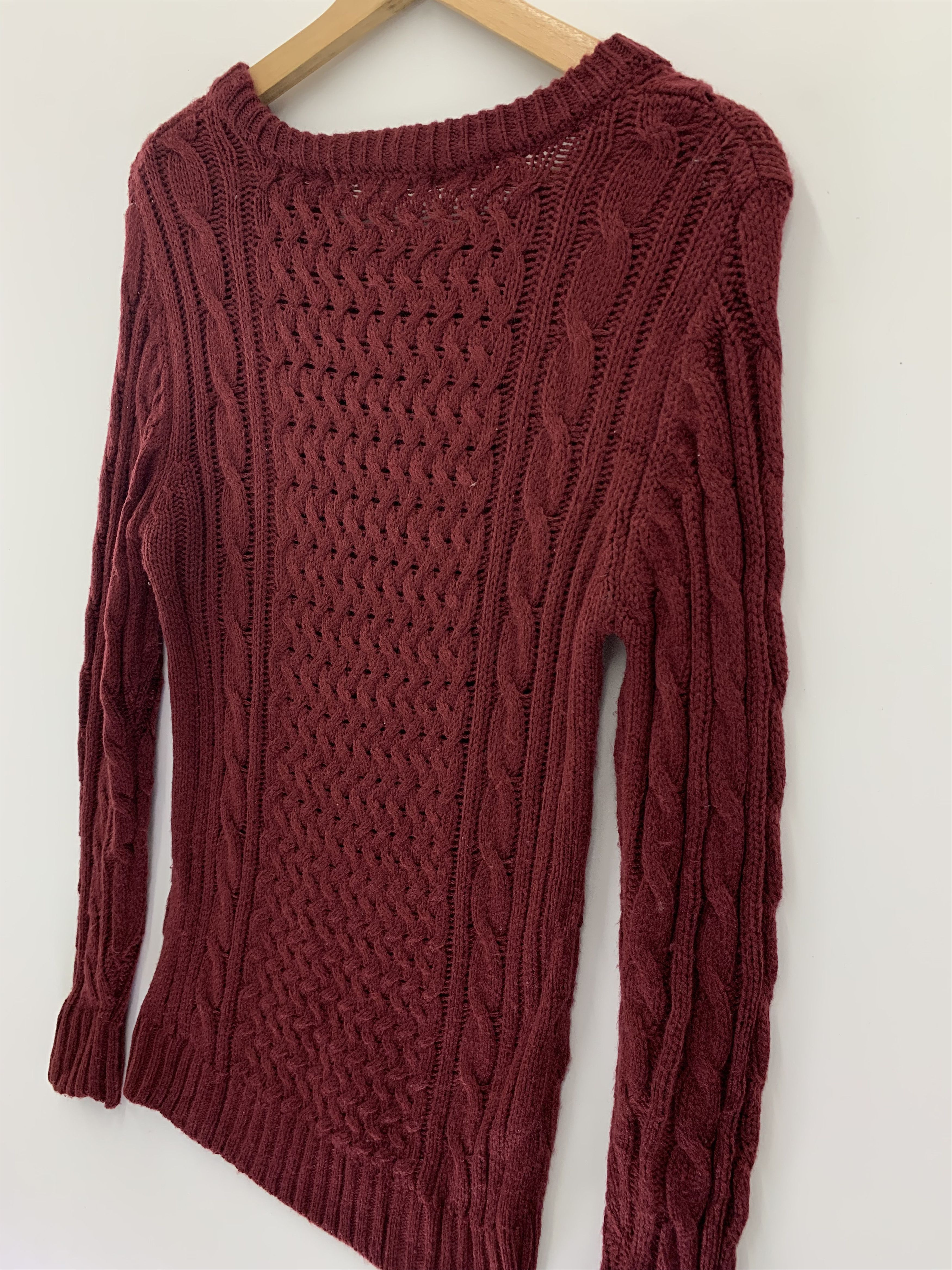 Japanese Brand × Vintage Vintage imp Wool Cable Knit Sweater Red Knit Size US XXS / EU 40 - 4 Thumbnail