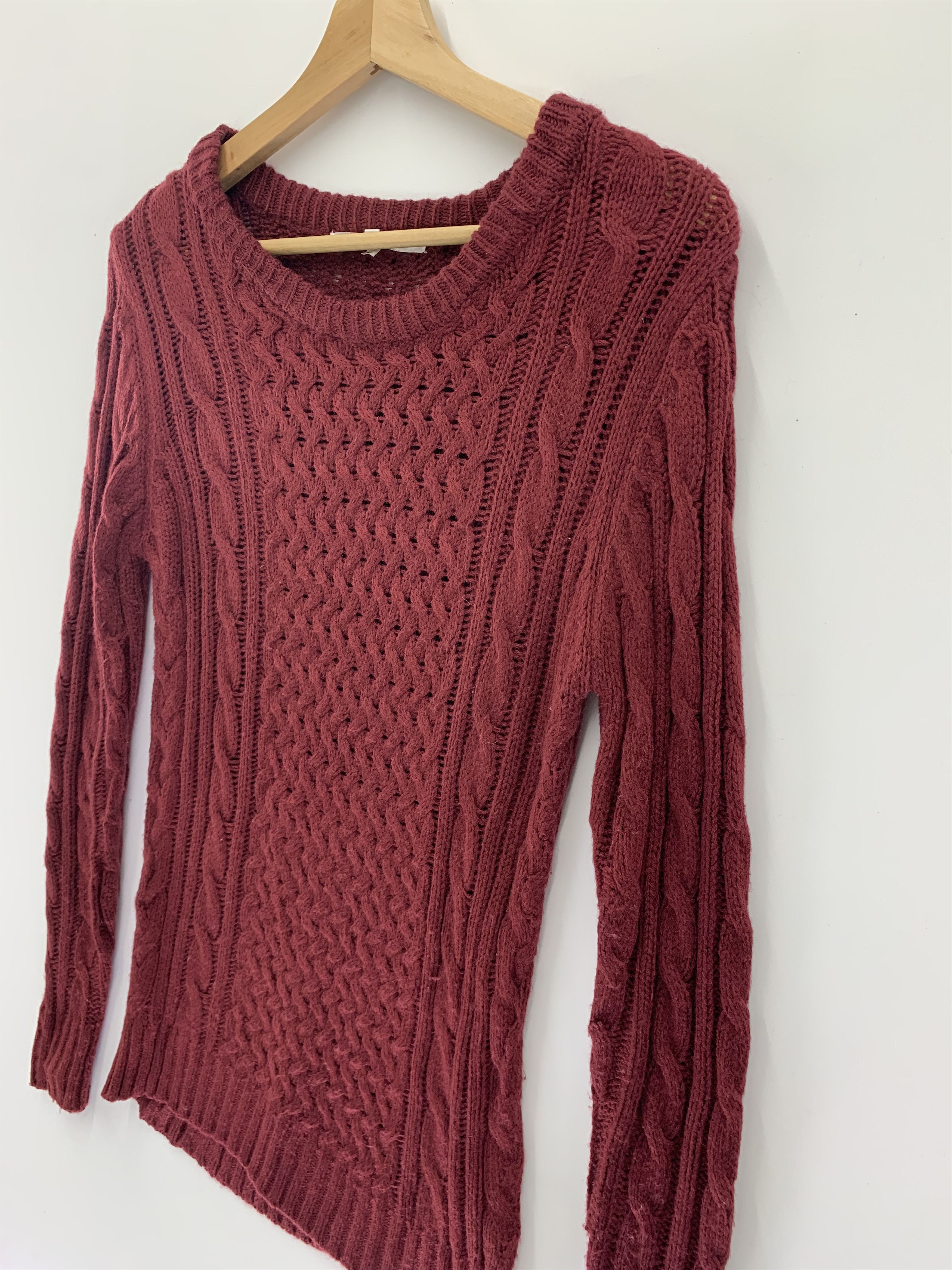 Japanese Brand × Vintage Vintage imp Wool Cable Knit Sweater Red Knit Size US XXS / EU 40 - 2 Thumbnail