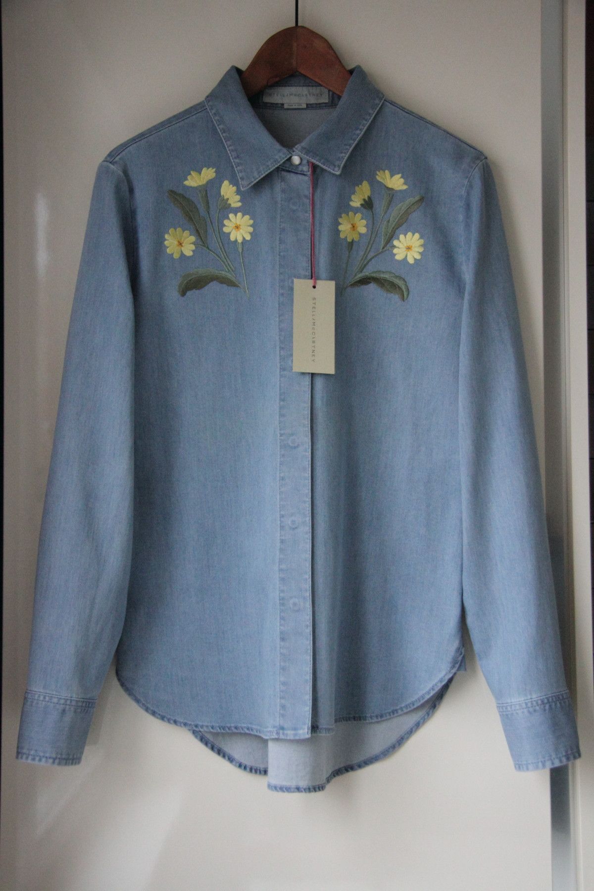 image of Stella Mccartney Embroidered Denim Shirt Size 42, Men's