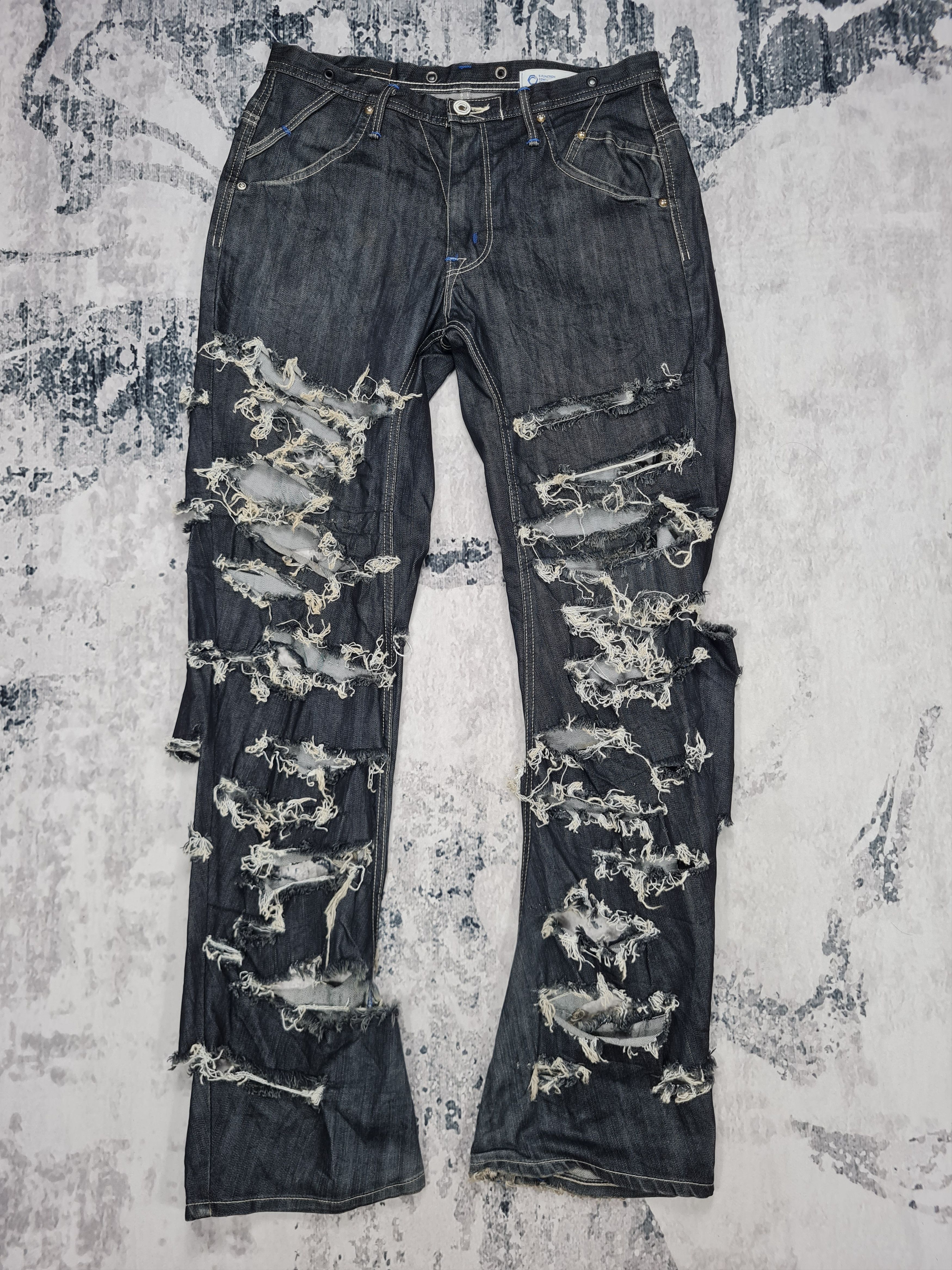 Edwin EDWIN FUNCTION Ripped Distressed Design Jeans 33x33 JB0034 Size US 33 - 1 Thumbnail