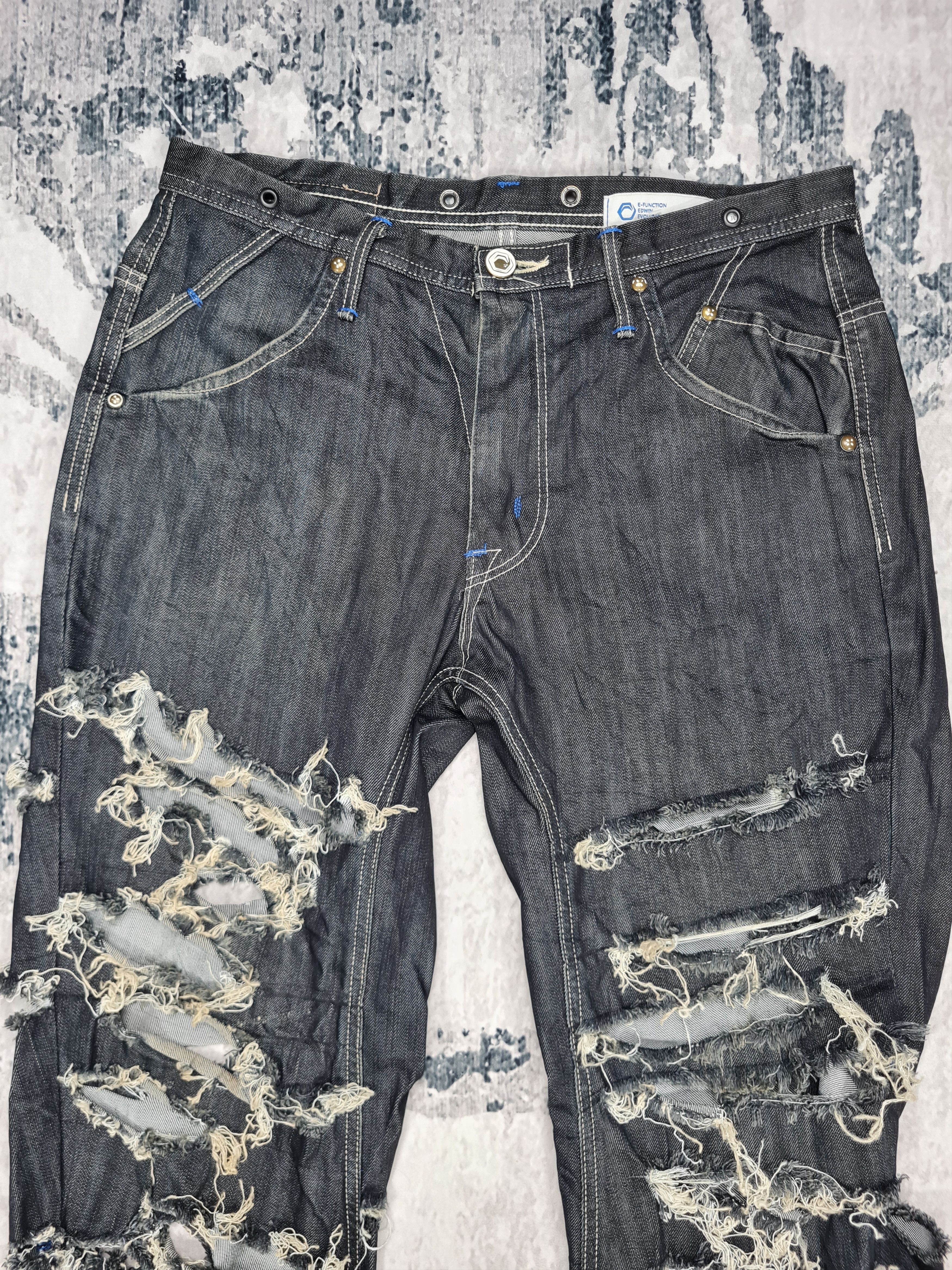 Edwin EDWIN FUNCTION Ripped Distressed Design Jeans 33x33 JB0034 Size US 33 - 5 Thumbnail
